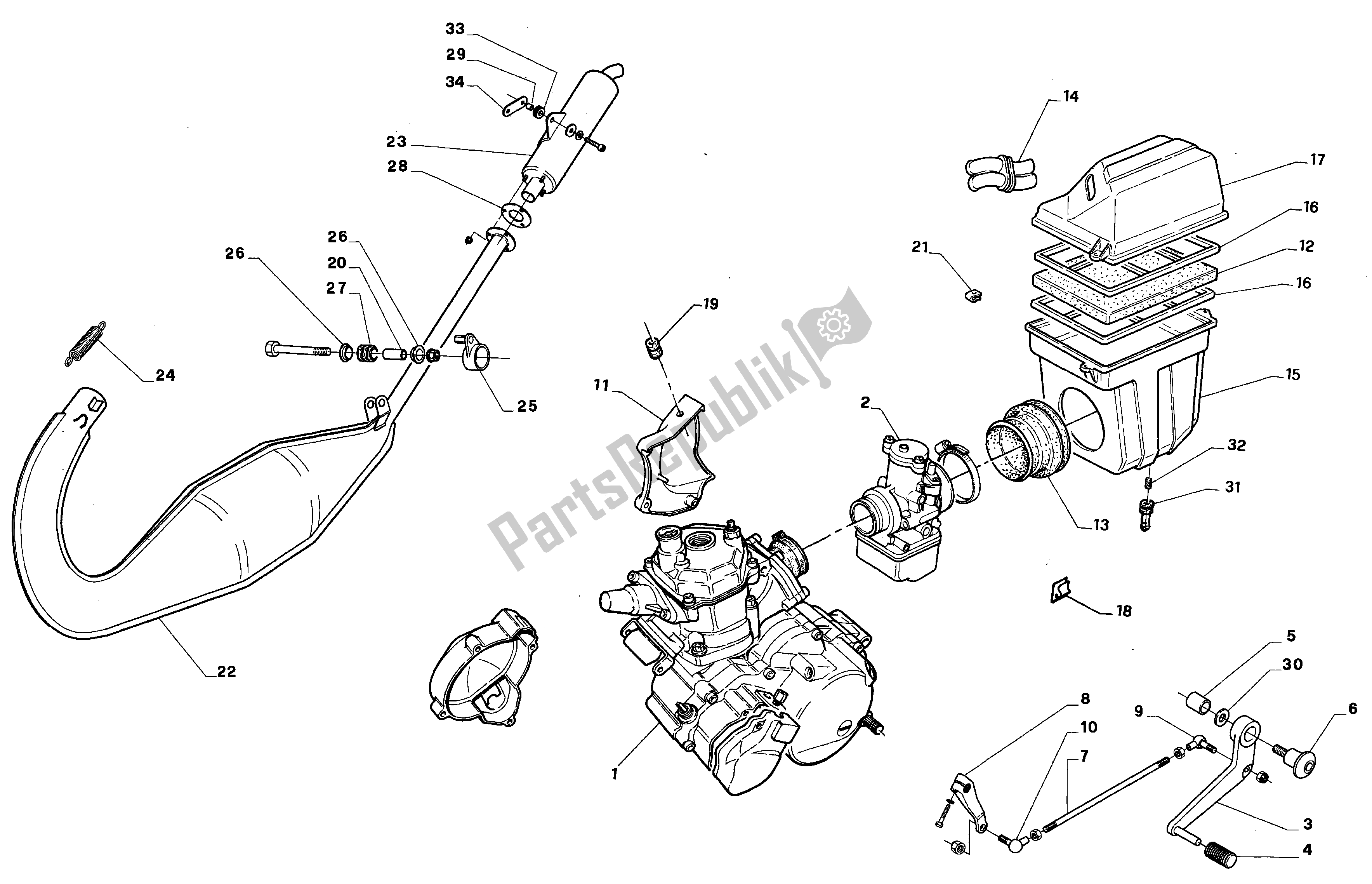 Todas as partes de Conjunto De Exaustão do Aprilia RS 125 1995