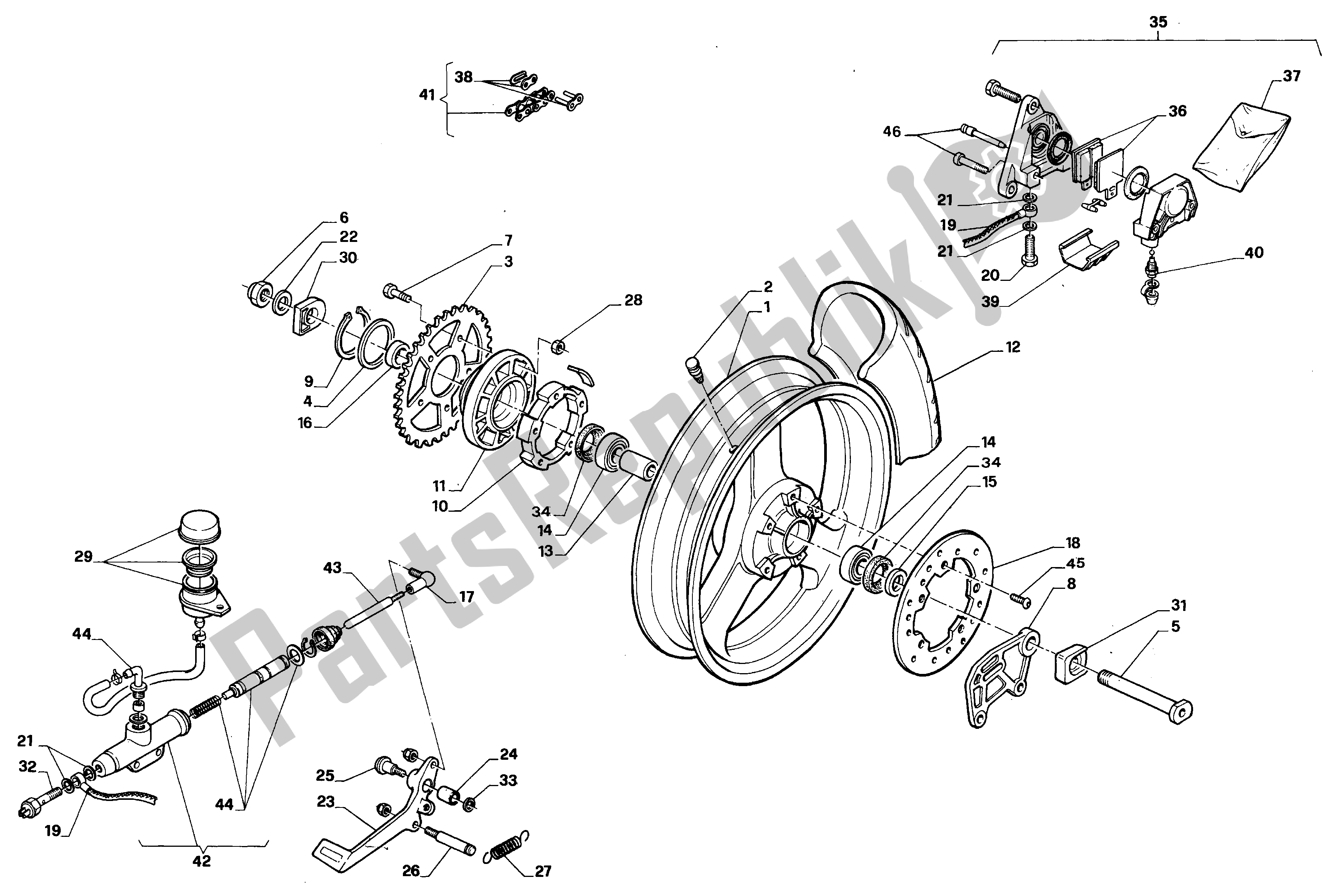 Tutte le parti per il Ruota Posteriore del Aprilia RS 125 1995