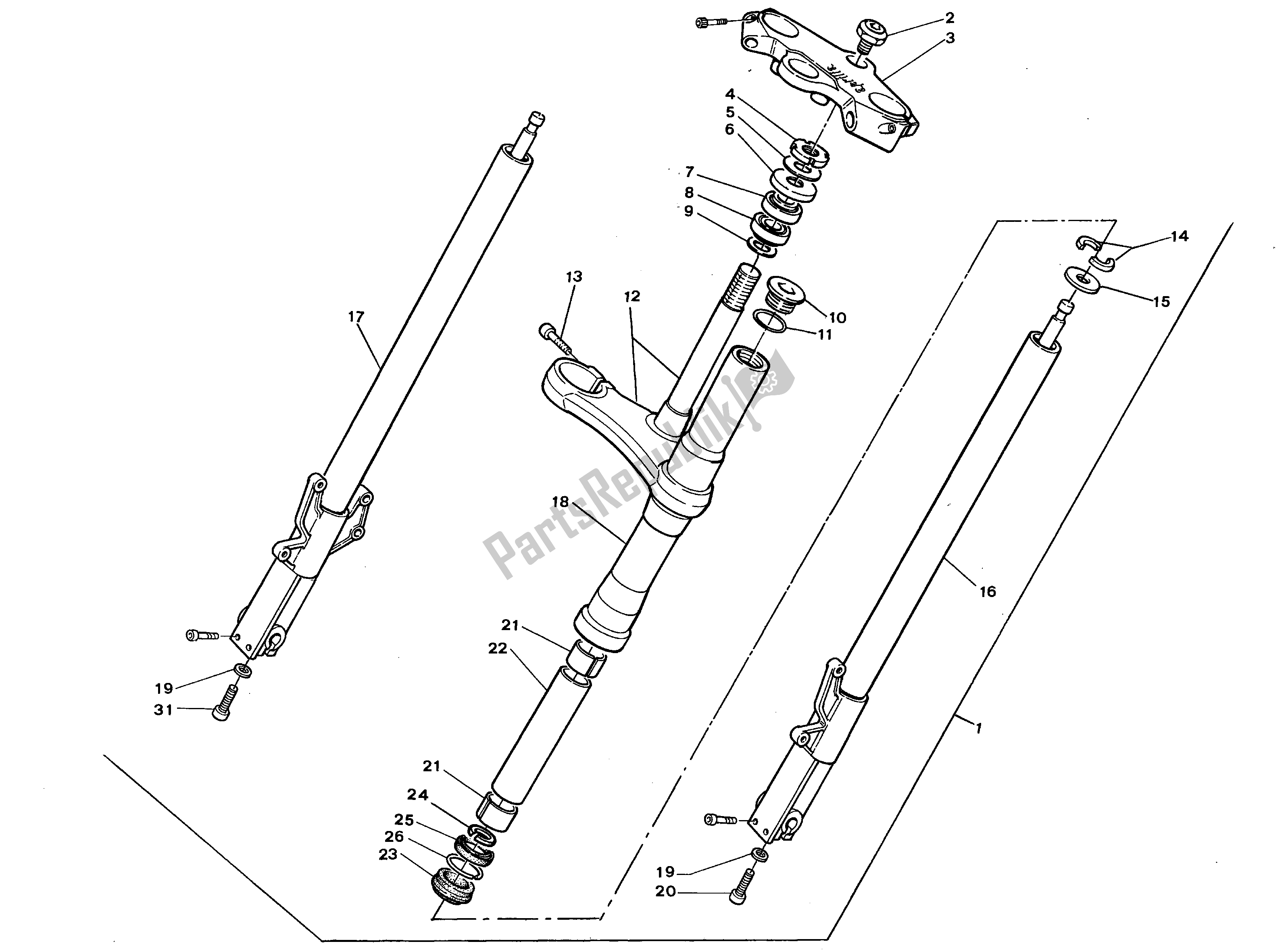 All parts for the Front Fork of the Aprilia RS 125 1995