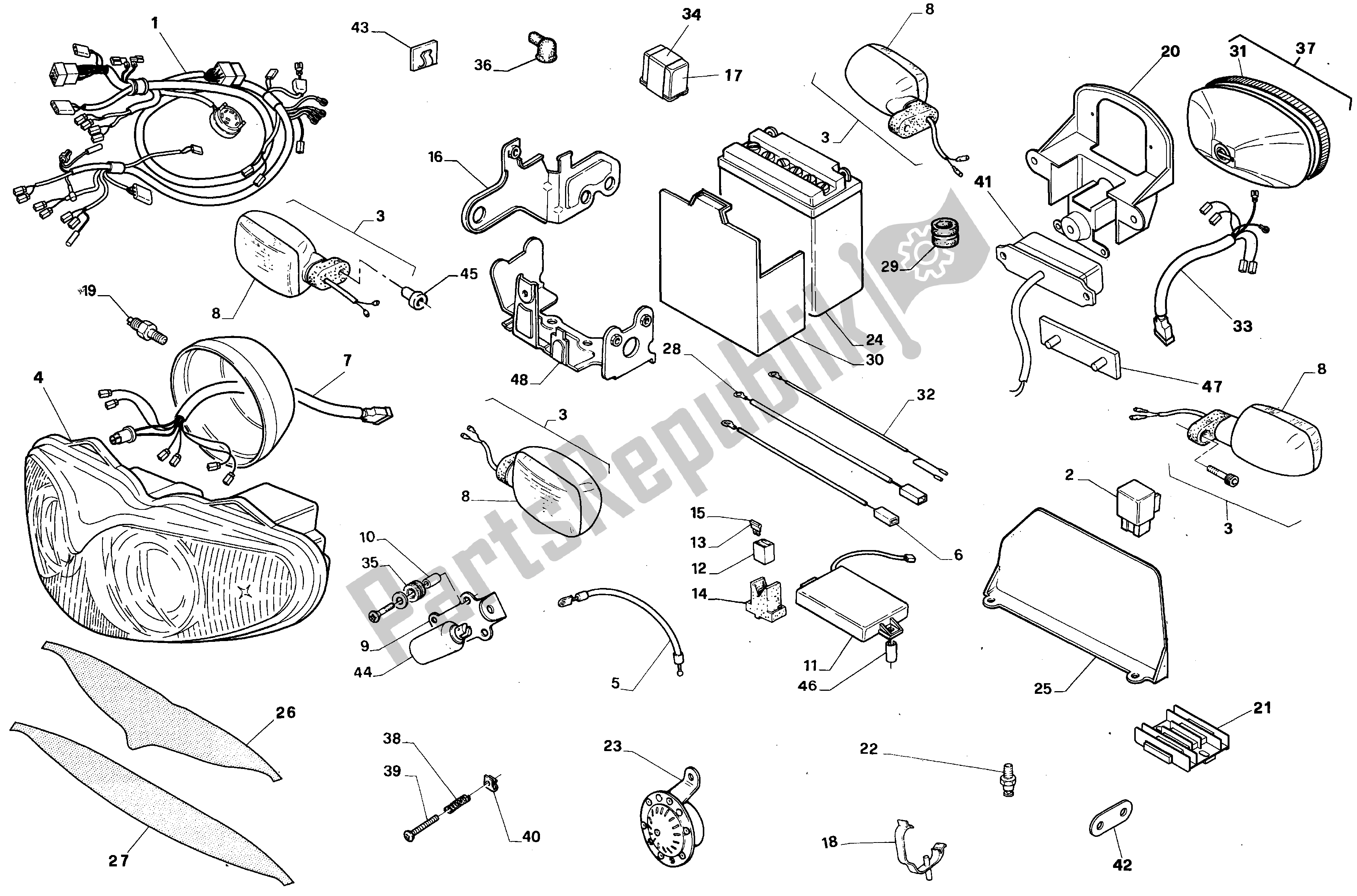 All parts for the Electrical System of the Aprilia RS 125 1995