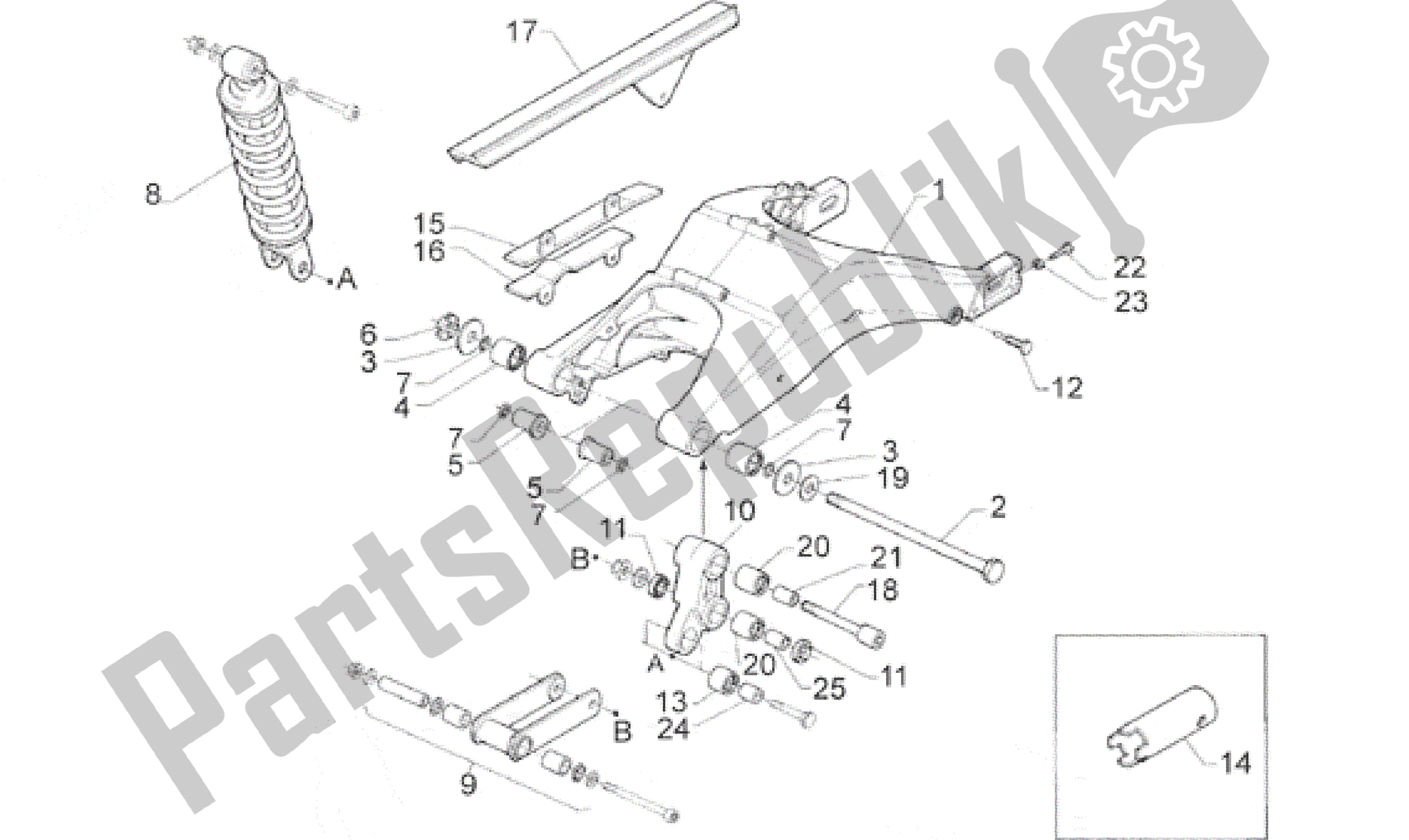 Todas las partes para Amortiguador Trasero de Aprilia RS 125 1996 - 1997