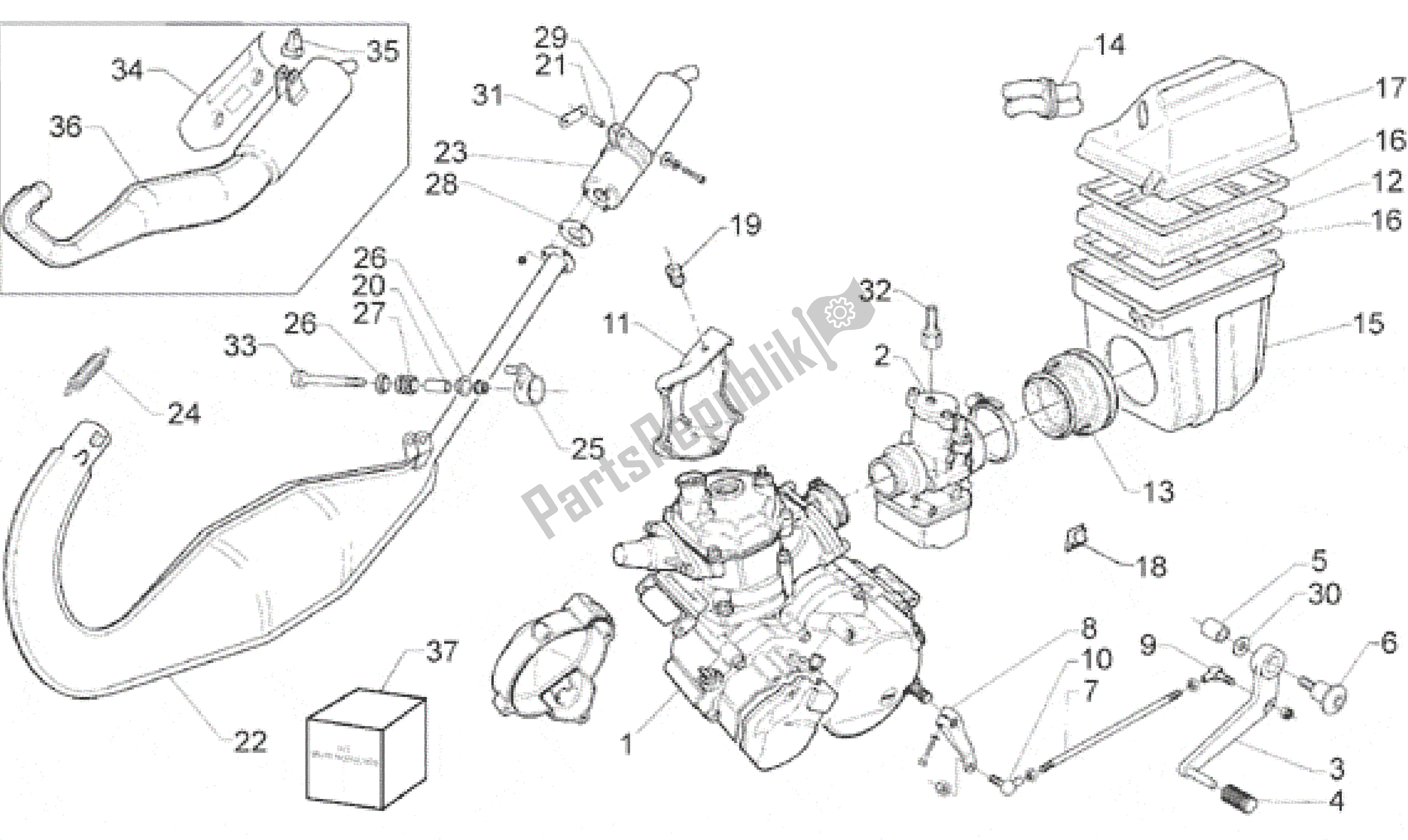 Alle onderdelen voor de Motor van de Aprilia RS 125 1996 - 1997