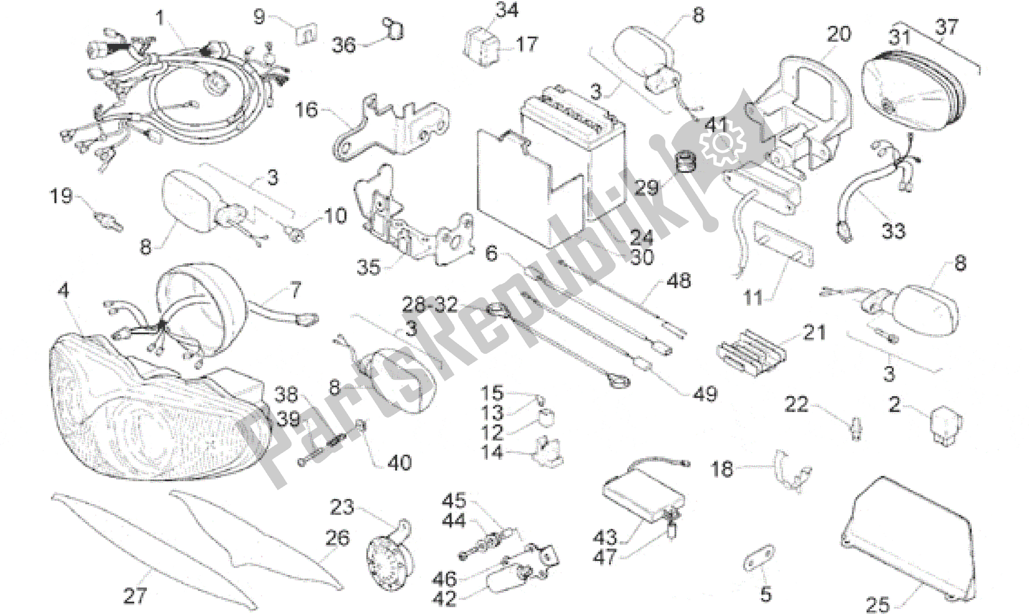Alle onderdelen voor de Elektrisch Systeem van de Aprilia RS 125 1996 - 1997