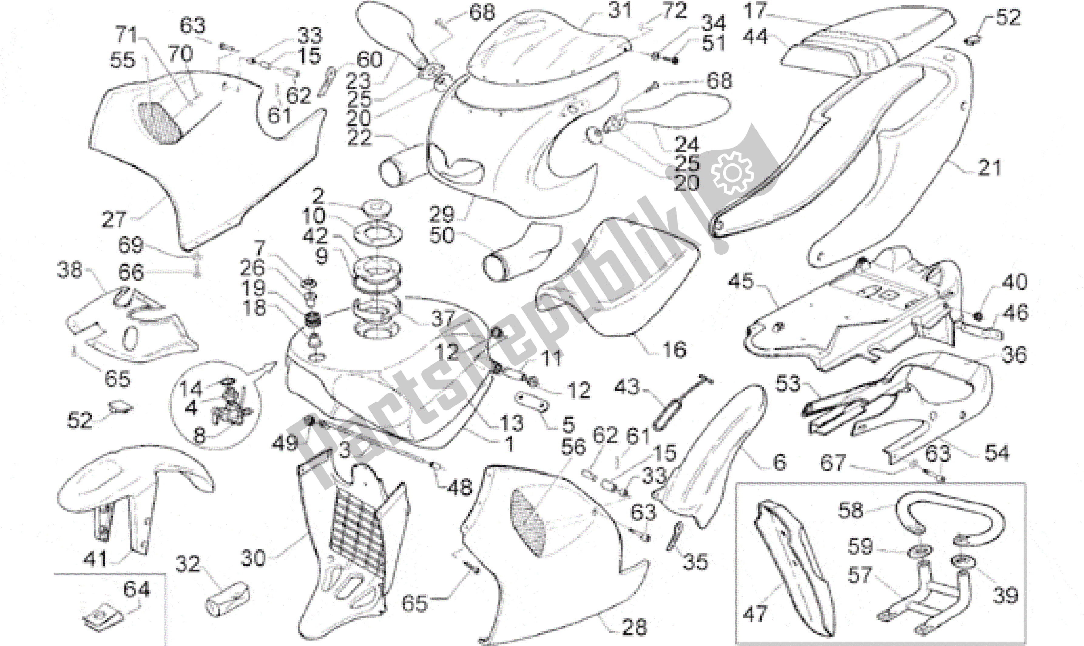 Tutte le parti per il Corpo del Aprilia RS 125 1996 - 1997