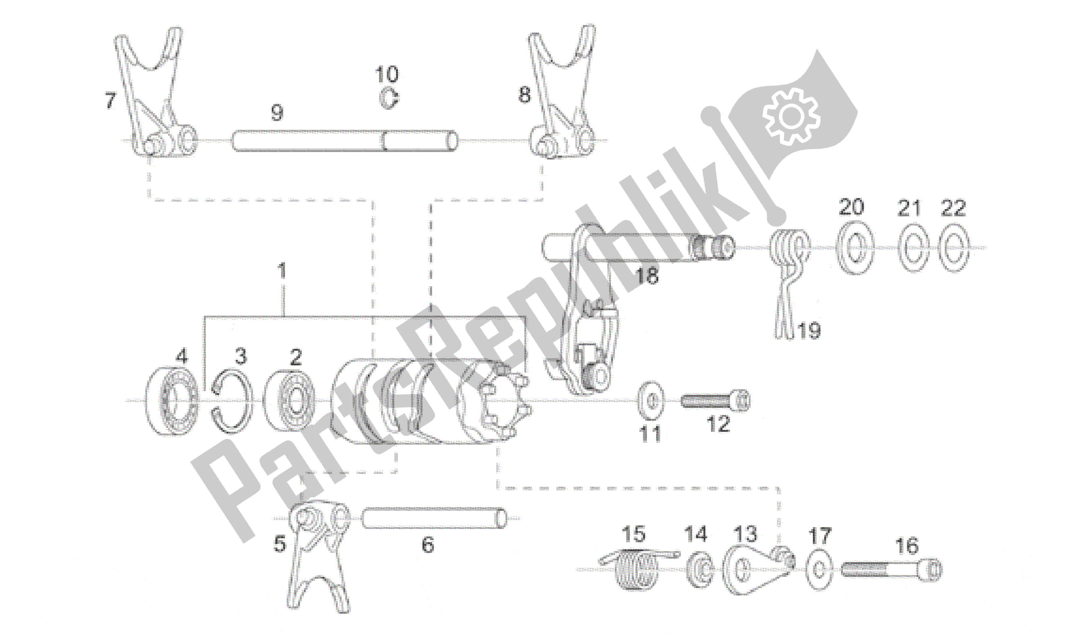 Todas as partes de Mudança De Aperto do Aprilia RS 125 1996 - 1997