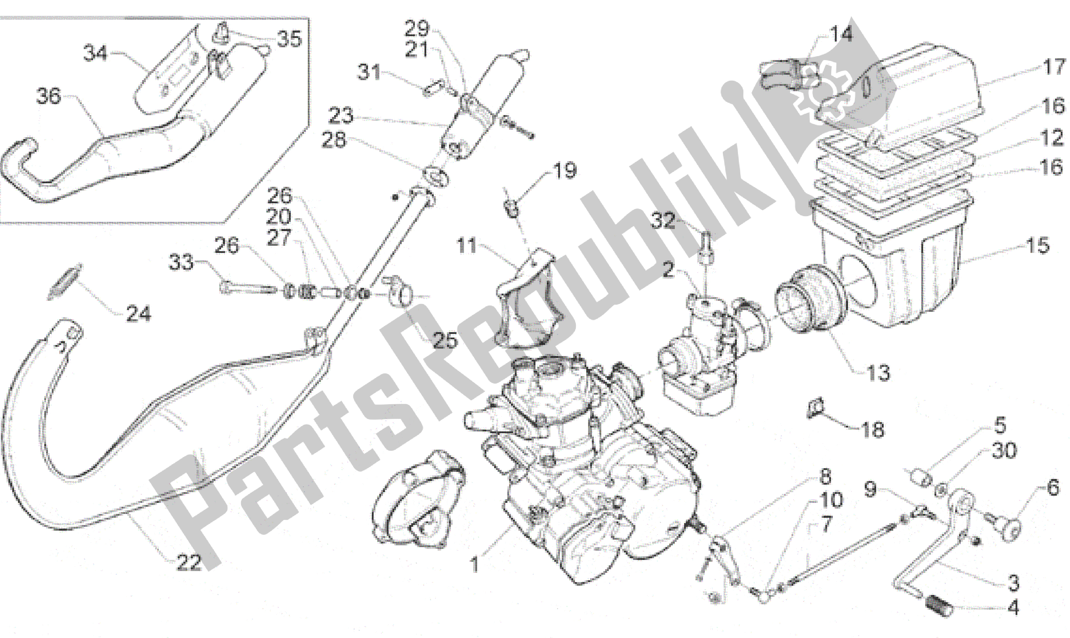 Todas as partes de Motor do Aprilia RS 125 1998