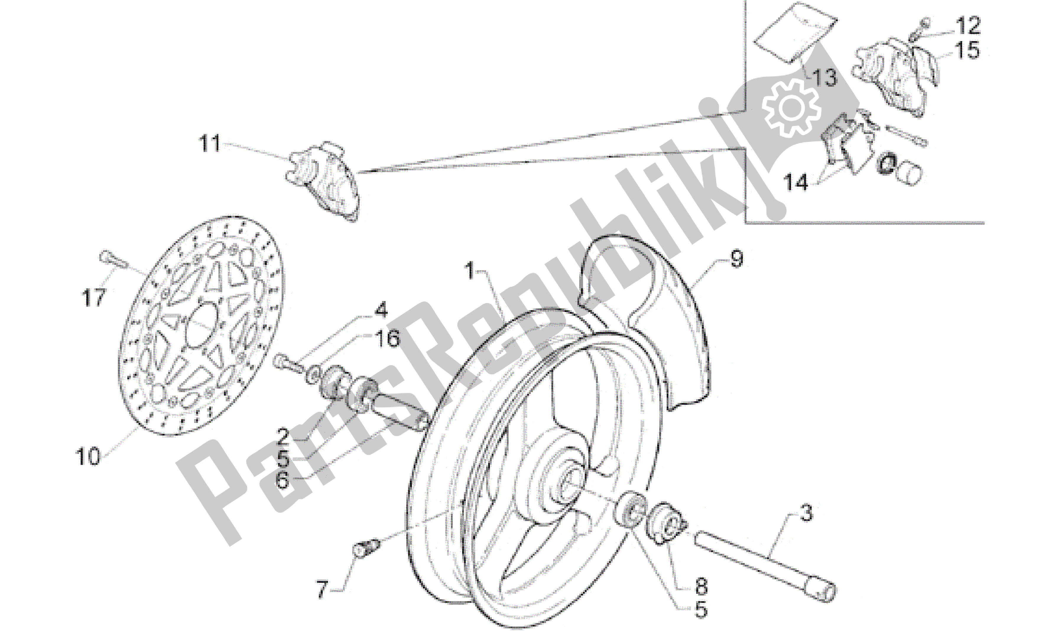 Alle Teile für das Vorderrad Komplett des Aprilia RS 125 1998