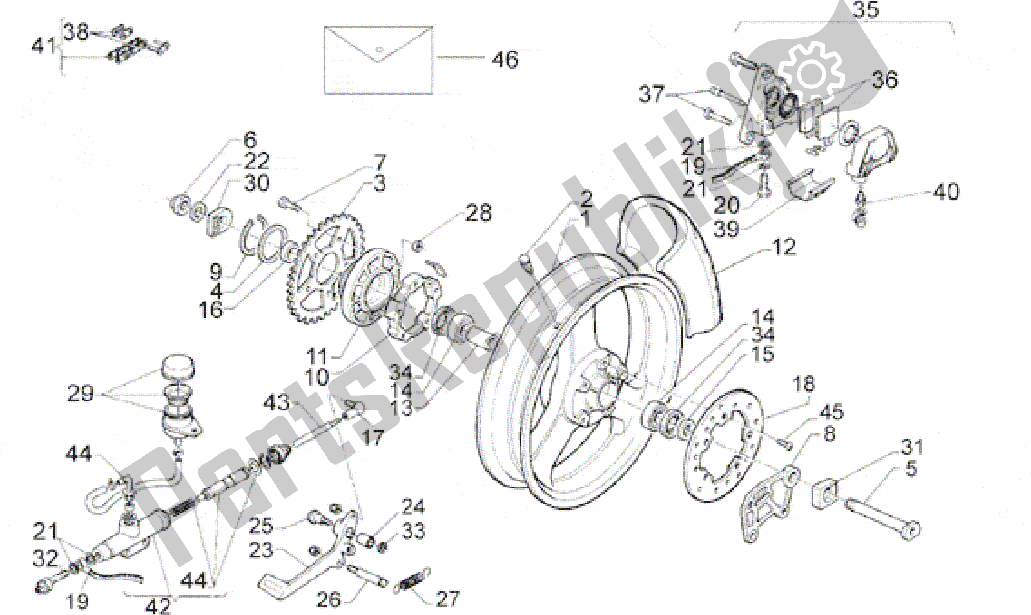 Alle Teile für das Hinterrad des Aprilia RS 125 1998