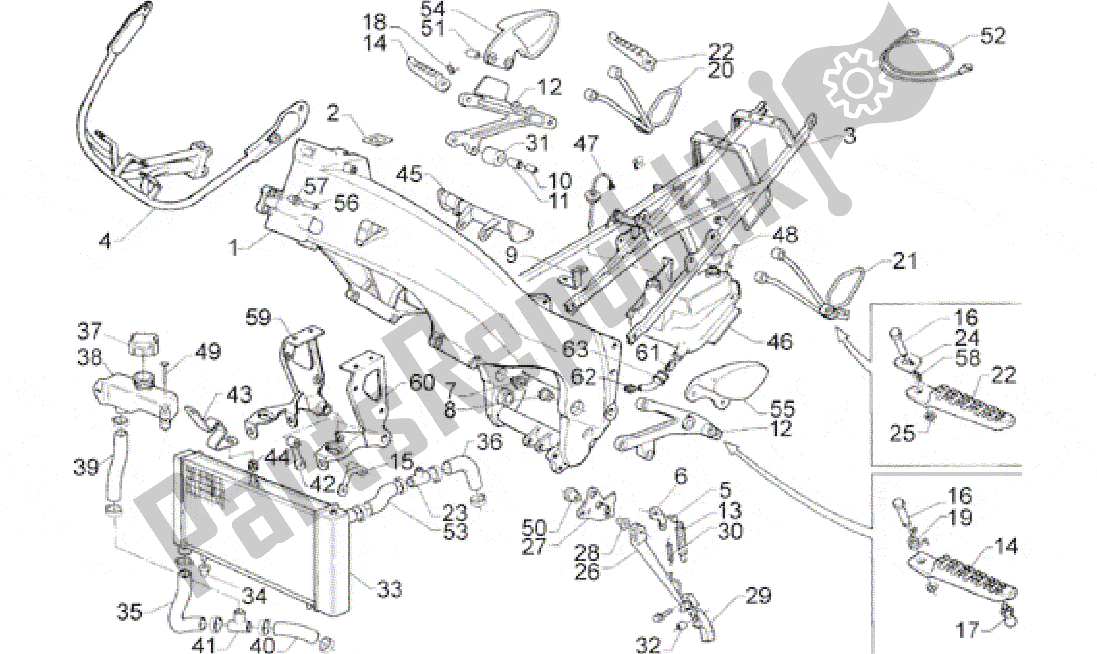 All parts for the Frame of the Aprilia RS 125 1998