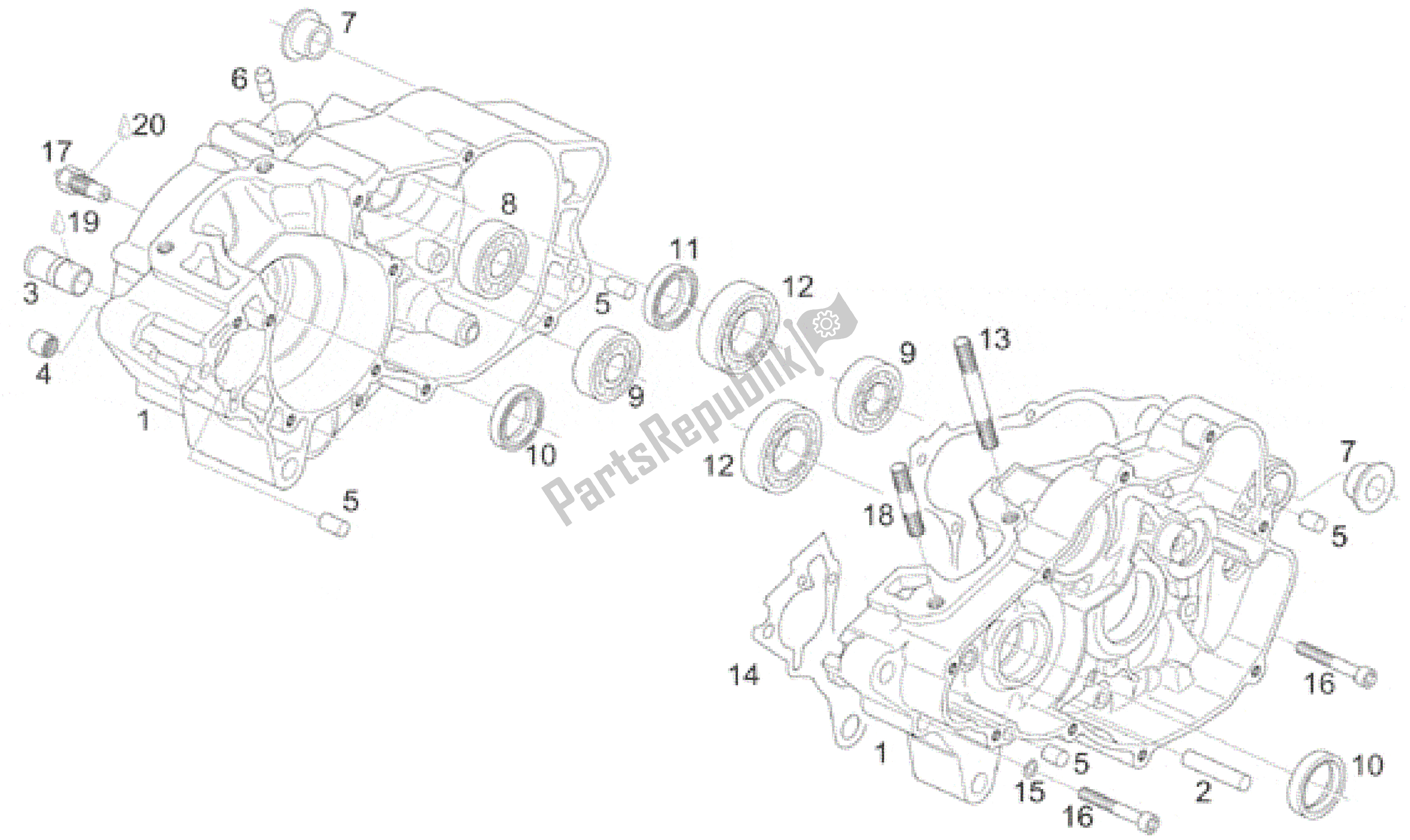 Todas las partes para Caja Del Cigüeñal de Aprilia RS 125 1998