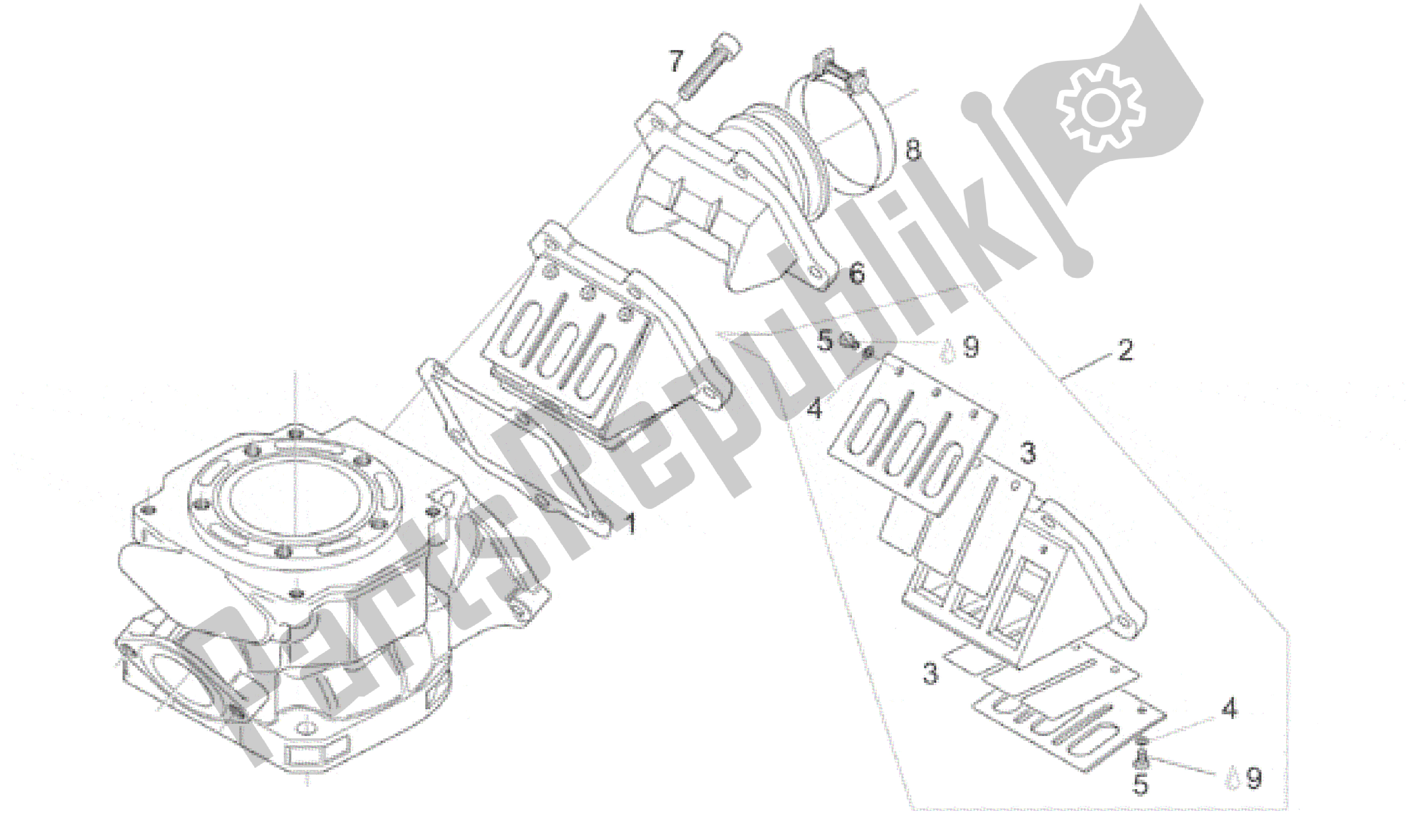 All parts for the Carburettor Flange of the Aprilia RS 125 1998