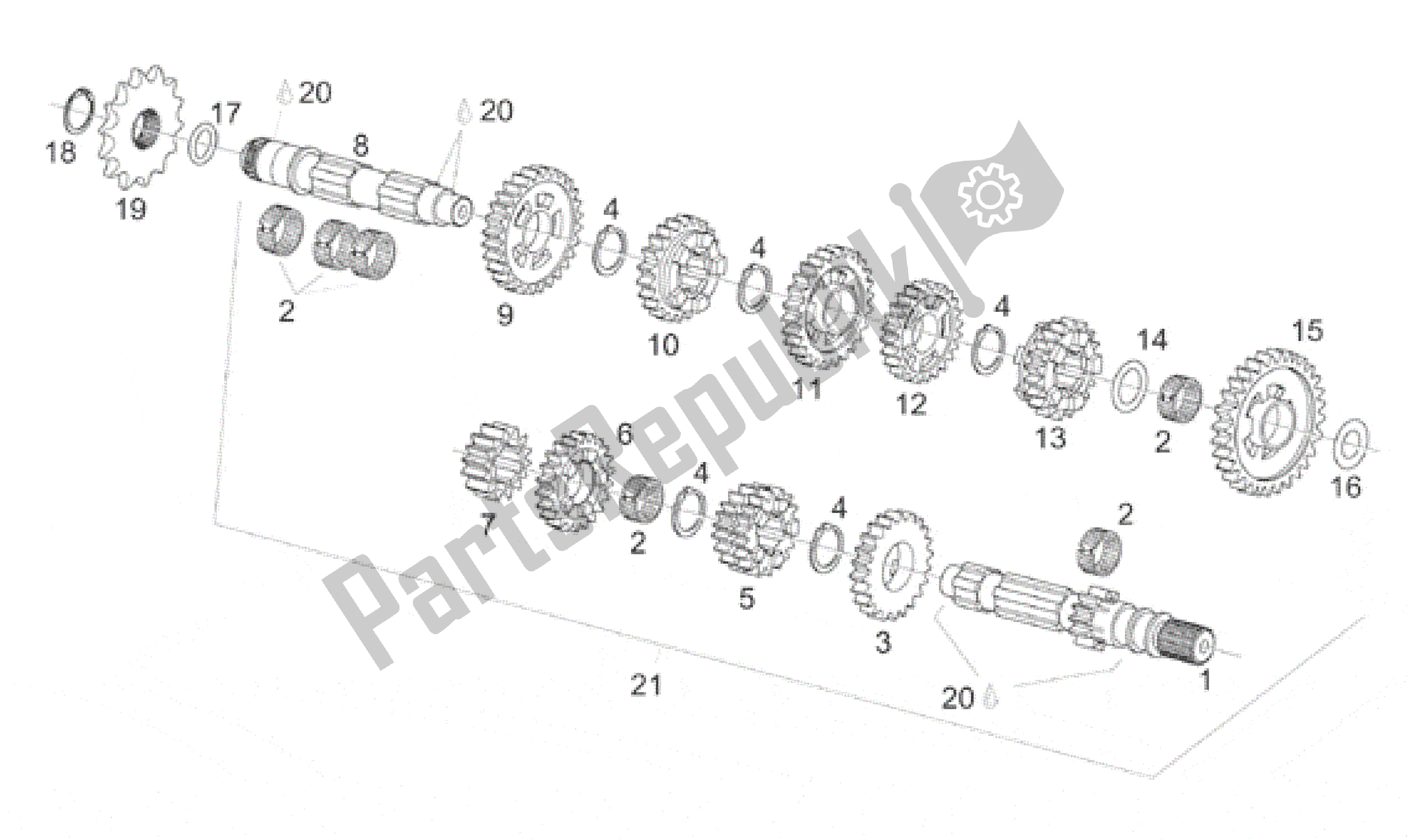 All parts for the Transmission 6 Speed of the Aprilia RS 125 1998