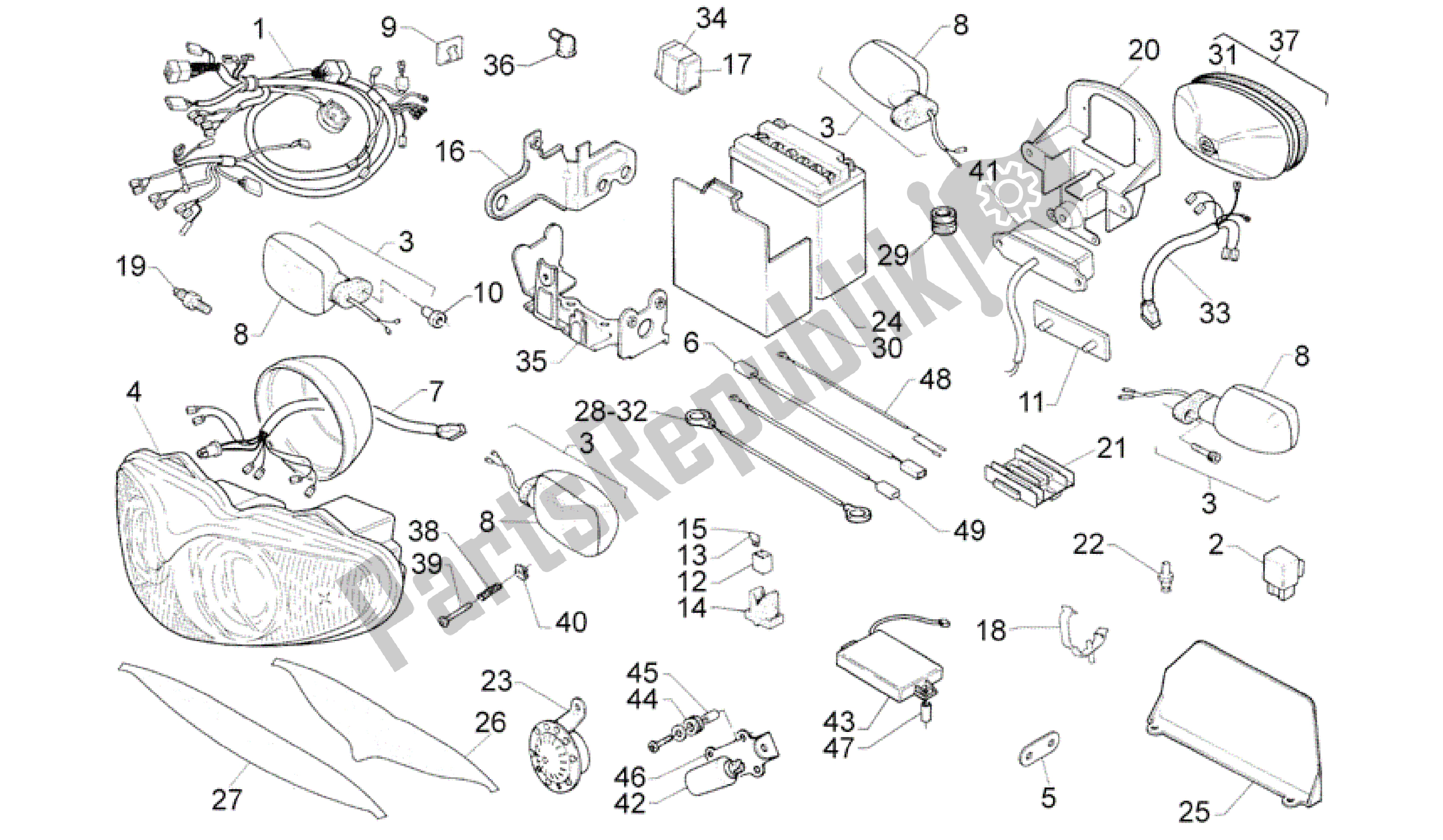 Wszystkie części do Uk? Ad Elektryczny Aprilia Rotax 122 125 1996 - 1997