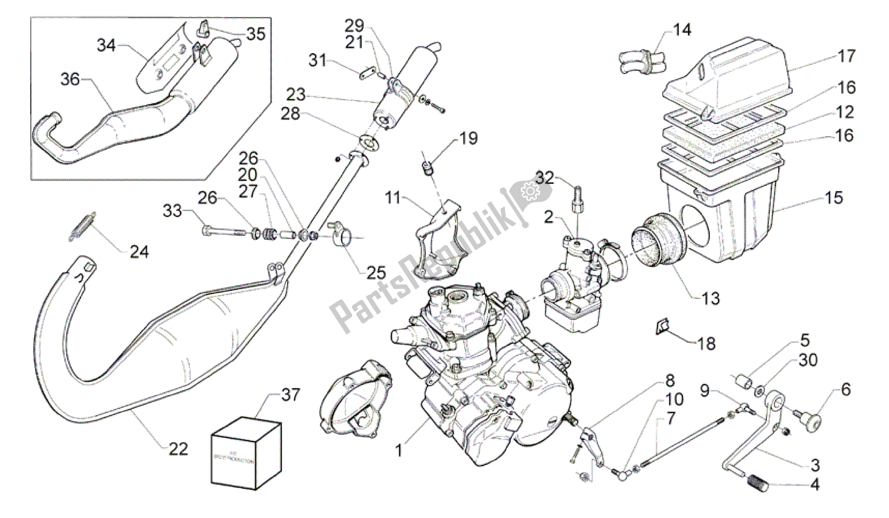 Todas las partes para Motor de Aprilia Rotax 122 125 1996 - 1997