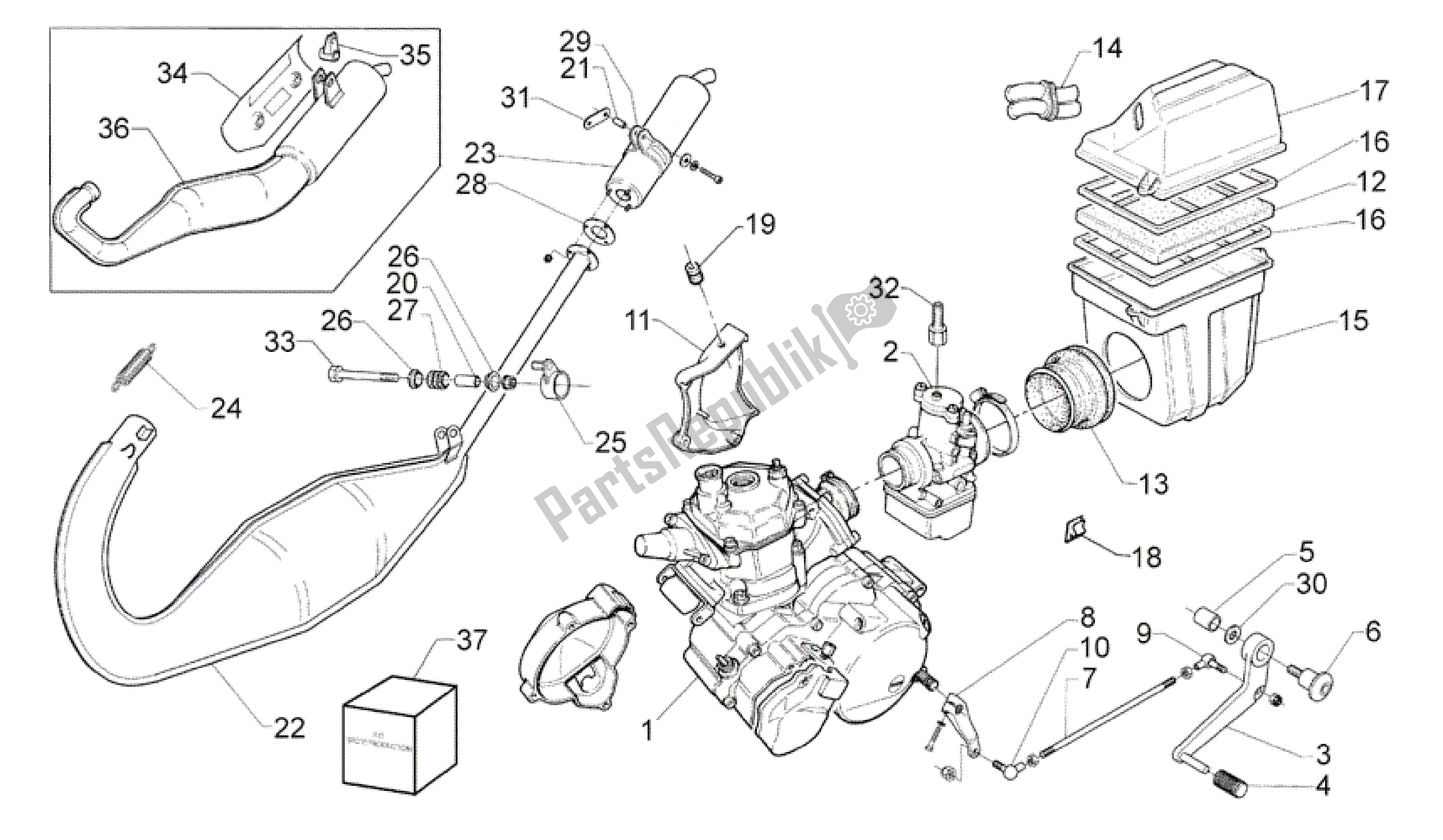 Toutes les pièces pour le Moteur du Aprilia Rotax 122 125 1996 - 1997