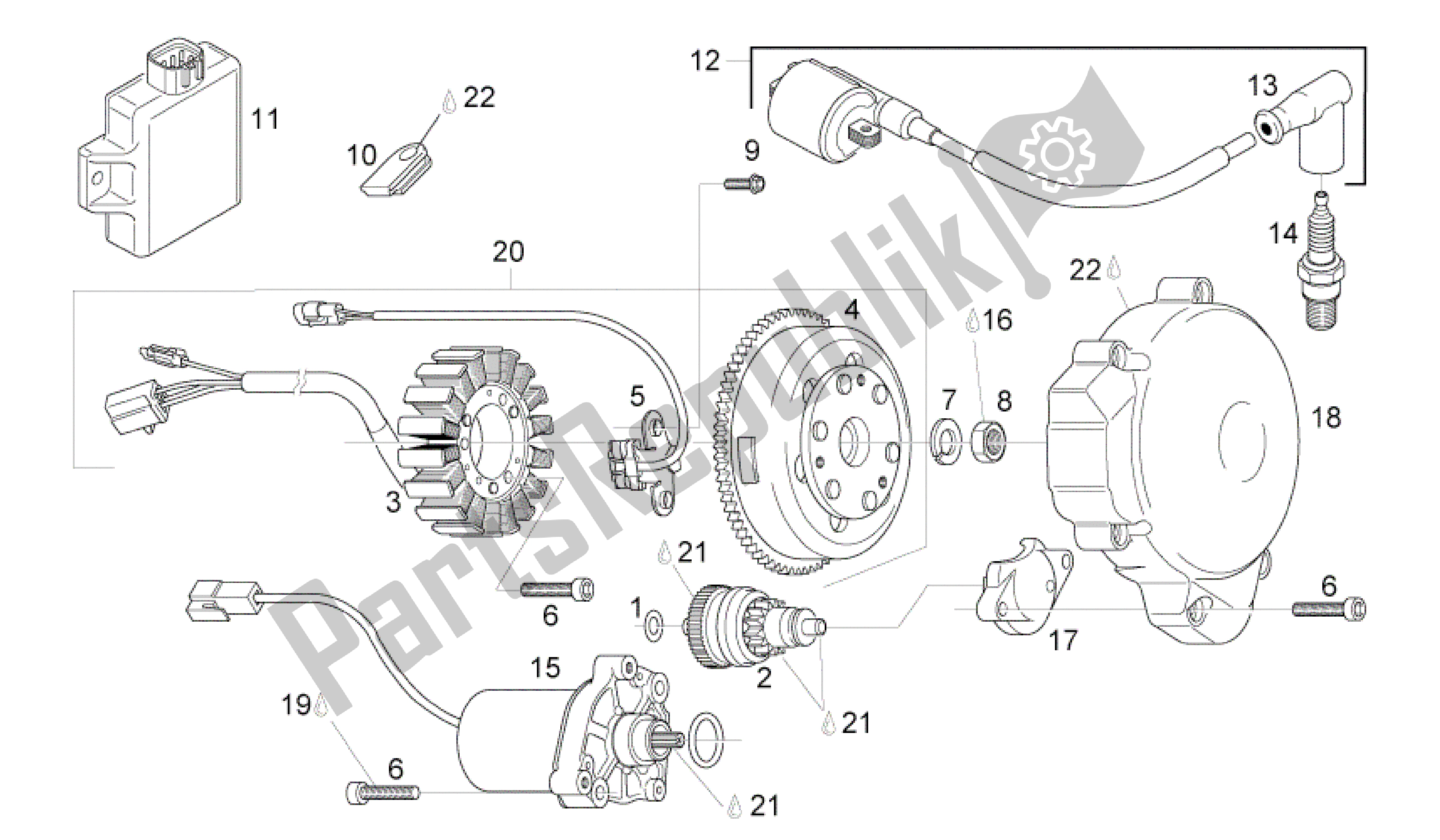 All parts for the Encendido of the Aprilia RS 125 2006 - 2010