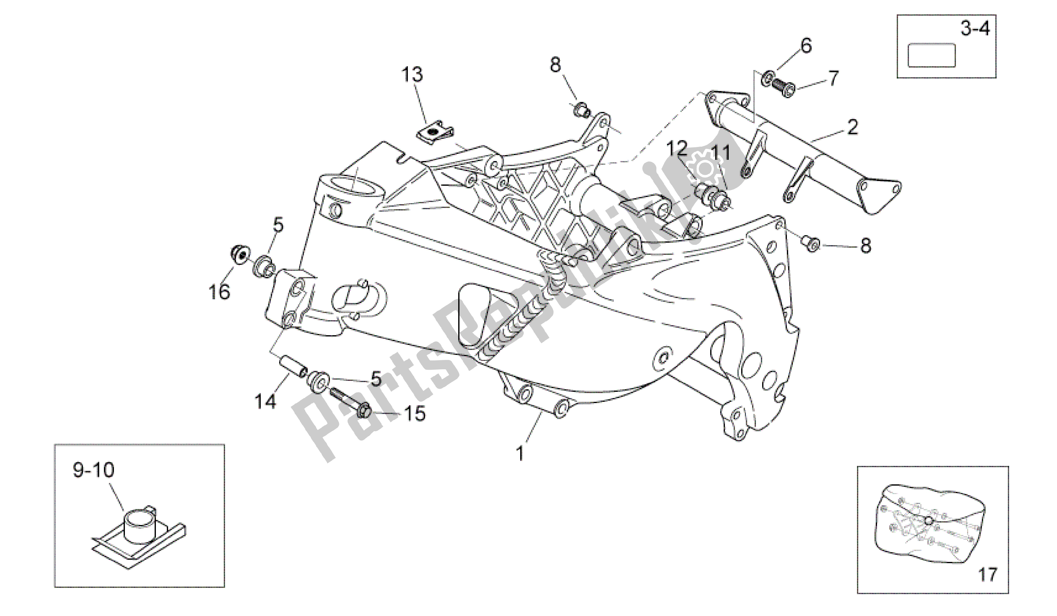 All parts for the Bastidor of the Aprilia RS 125 2006 - 2010