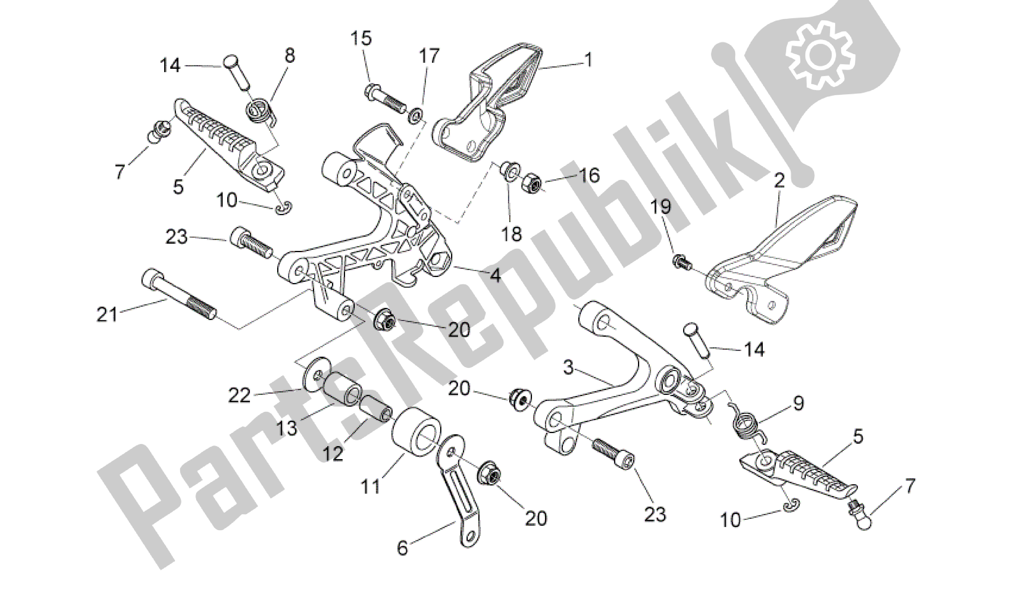 All parts for the Estribos Piloto of the Aprilia RS 125 2006 - 2010