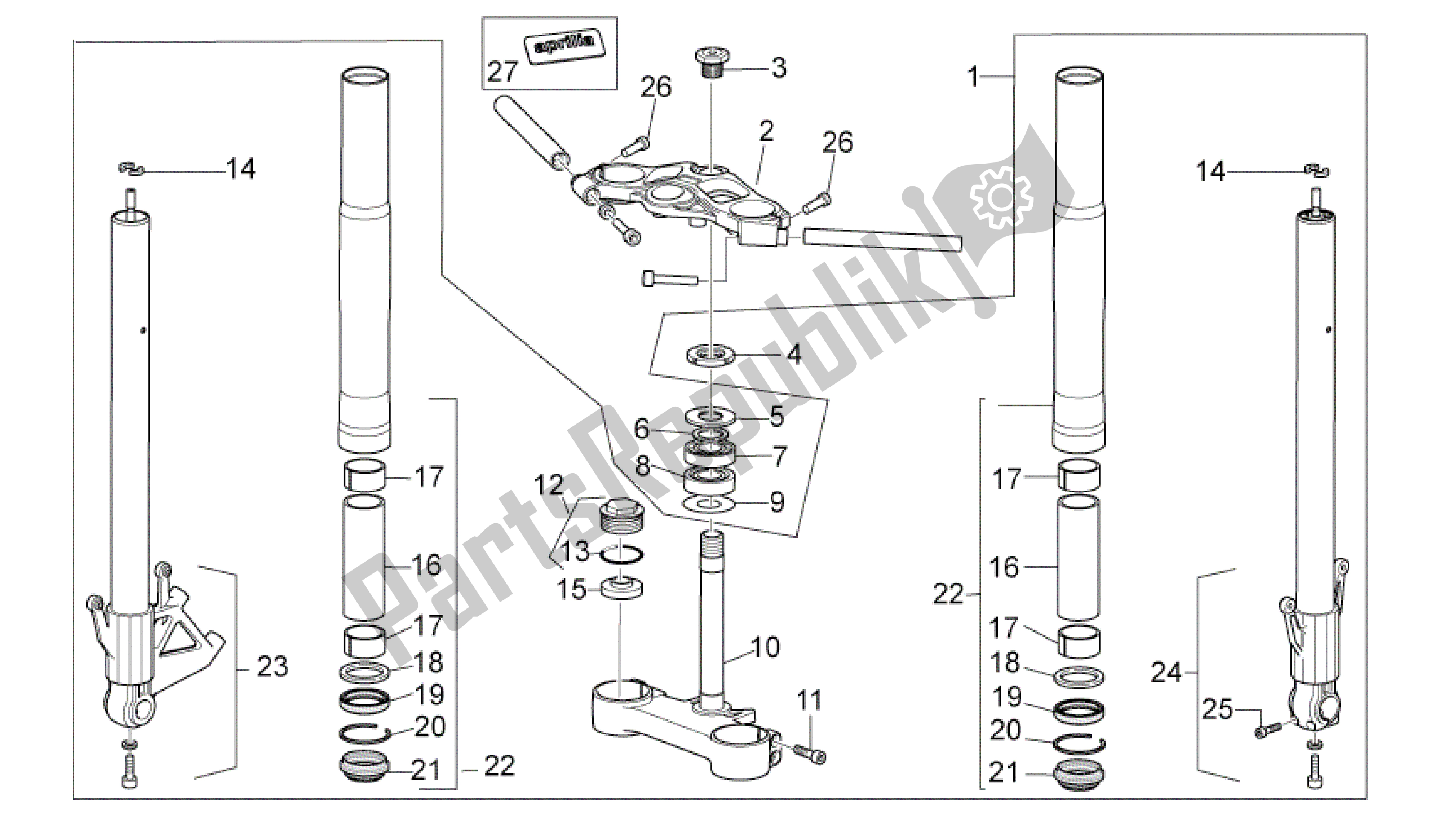 All parts for the Horquilla Delantera of the Aprilia RS 125 2006 - 2010