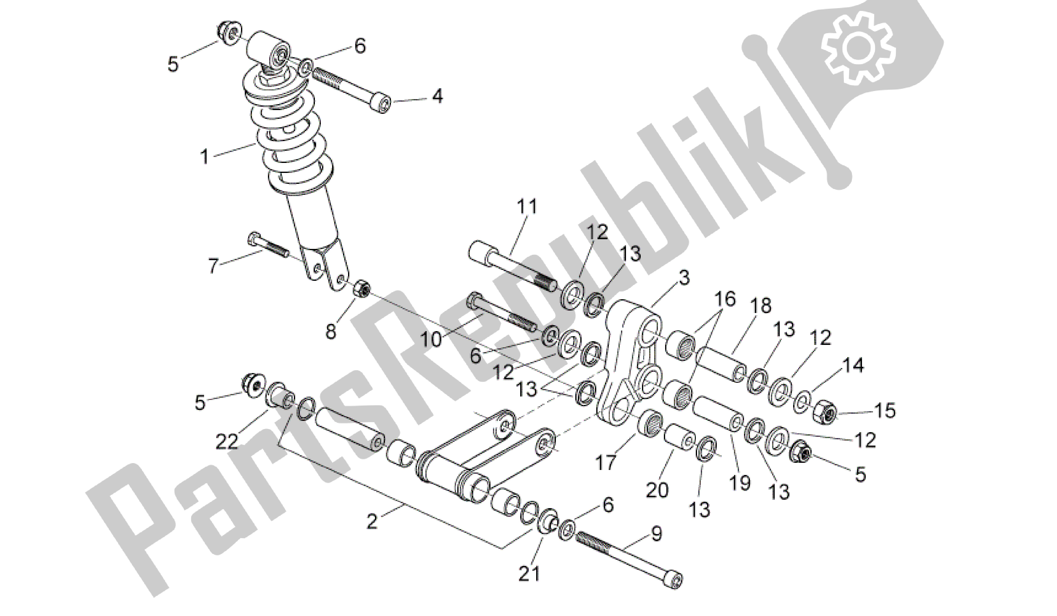 Wszystkie części do SuspensiÓn Trasera Aprilia RS 125 2006 - 2010