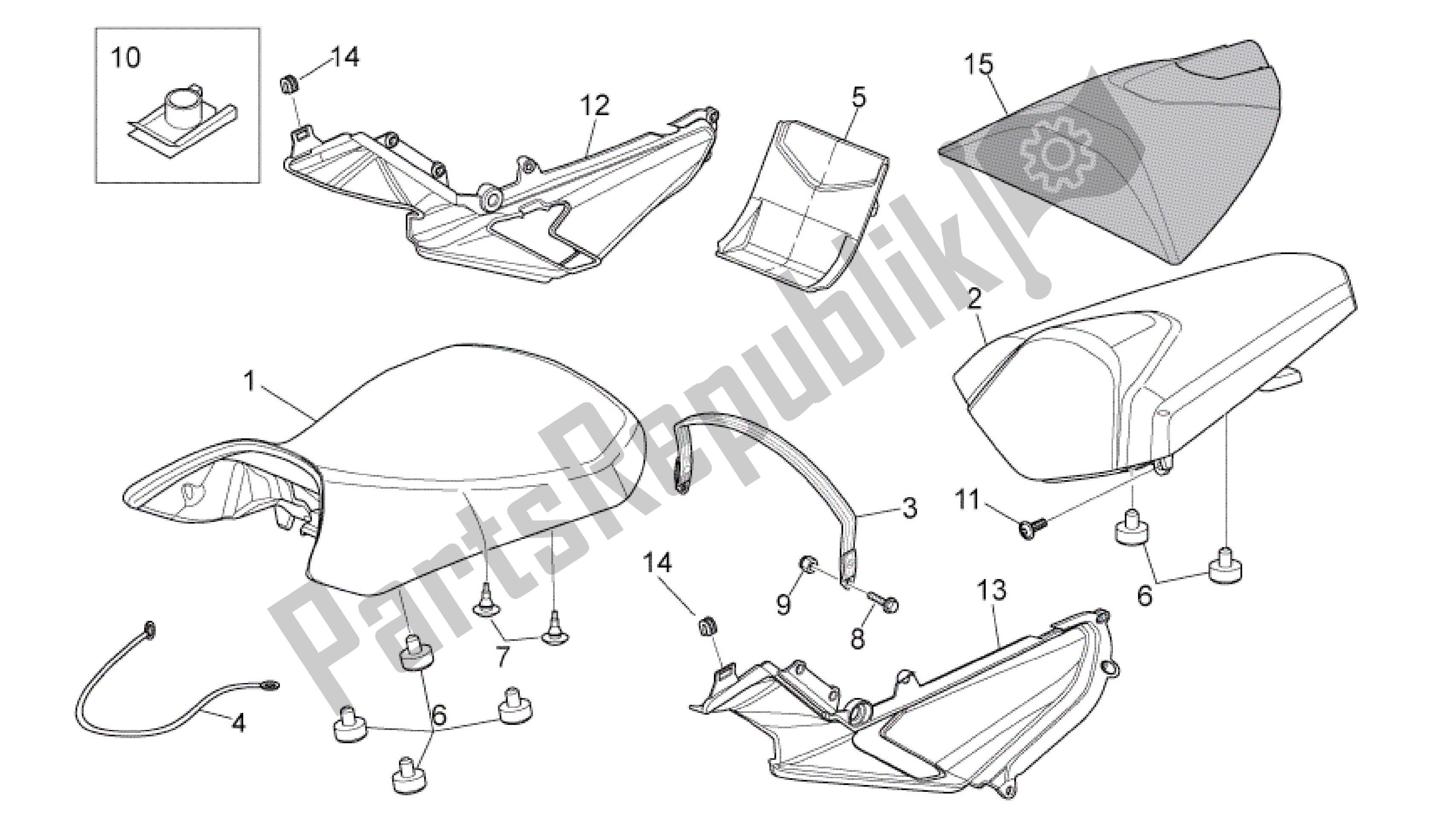 All parts for the Grupo SillÍn of the Aprilia RS 125 2006 - 2010