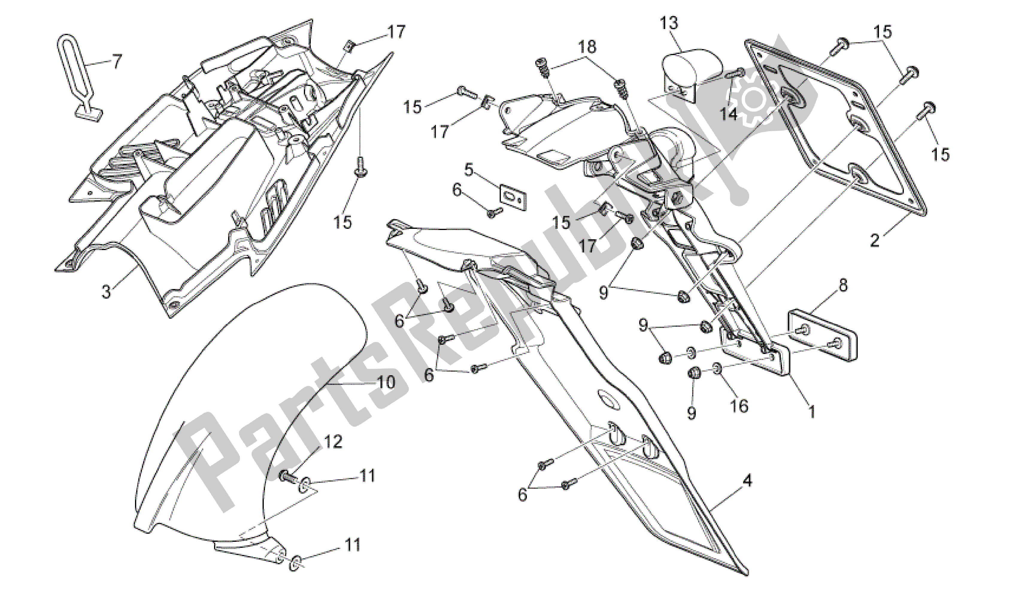 All parts for the Carrocería Trasera Ii of the Aprilia RS 125 2006 - 2010