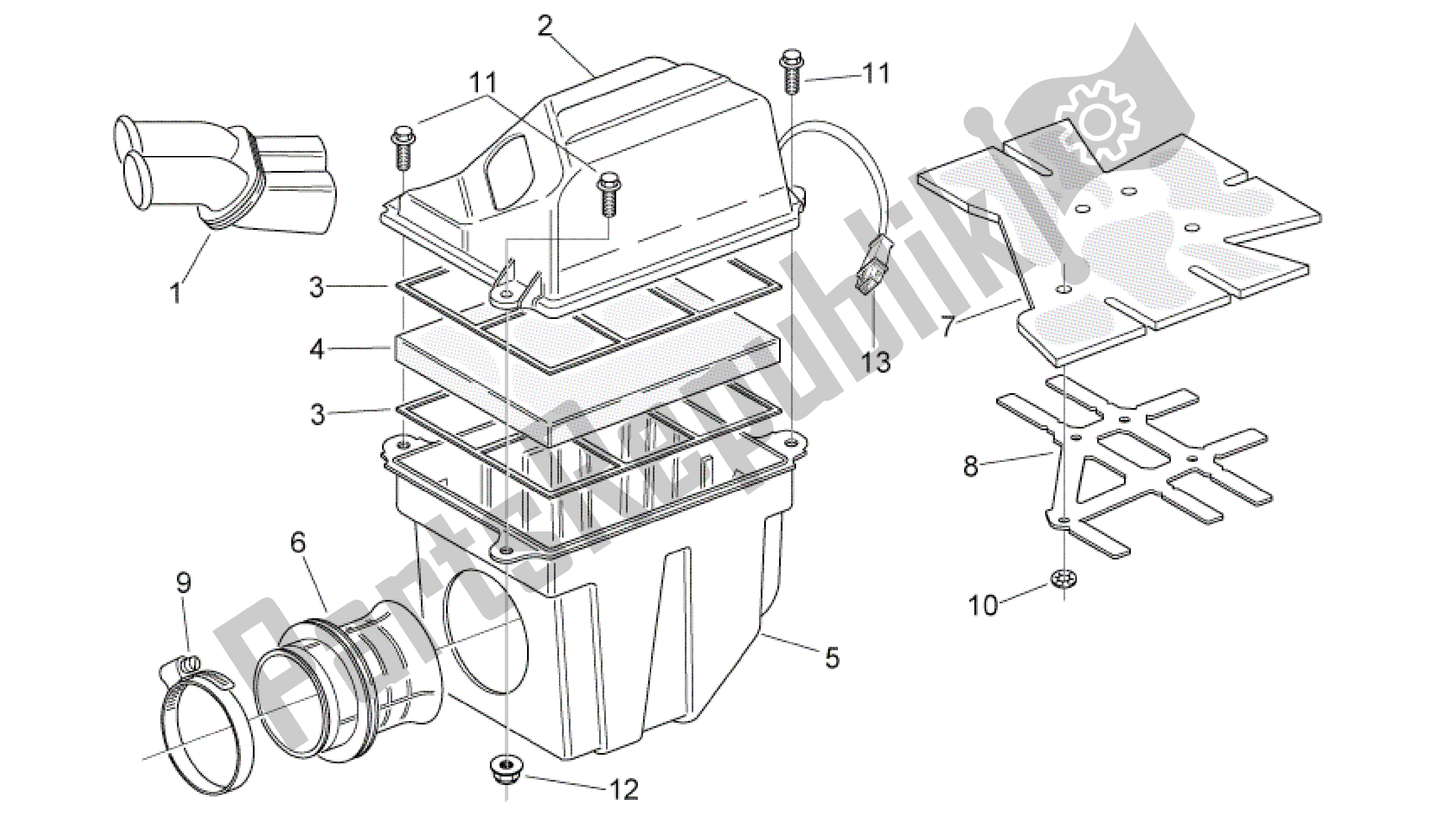 Todas as partes de Caja Del Filtro do Aprilia RS 125 2006 - 2010