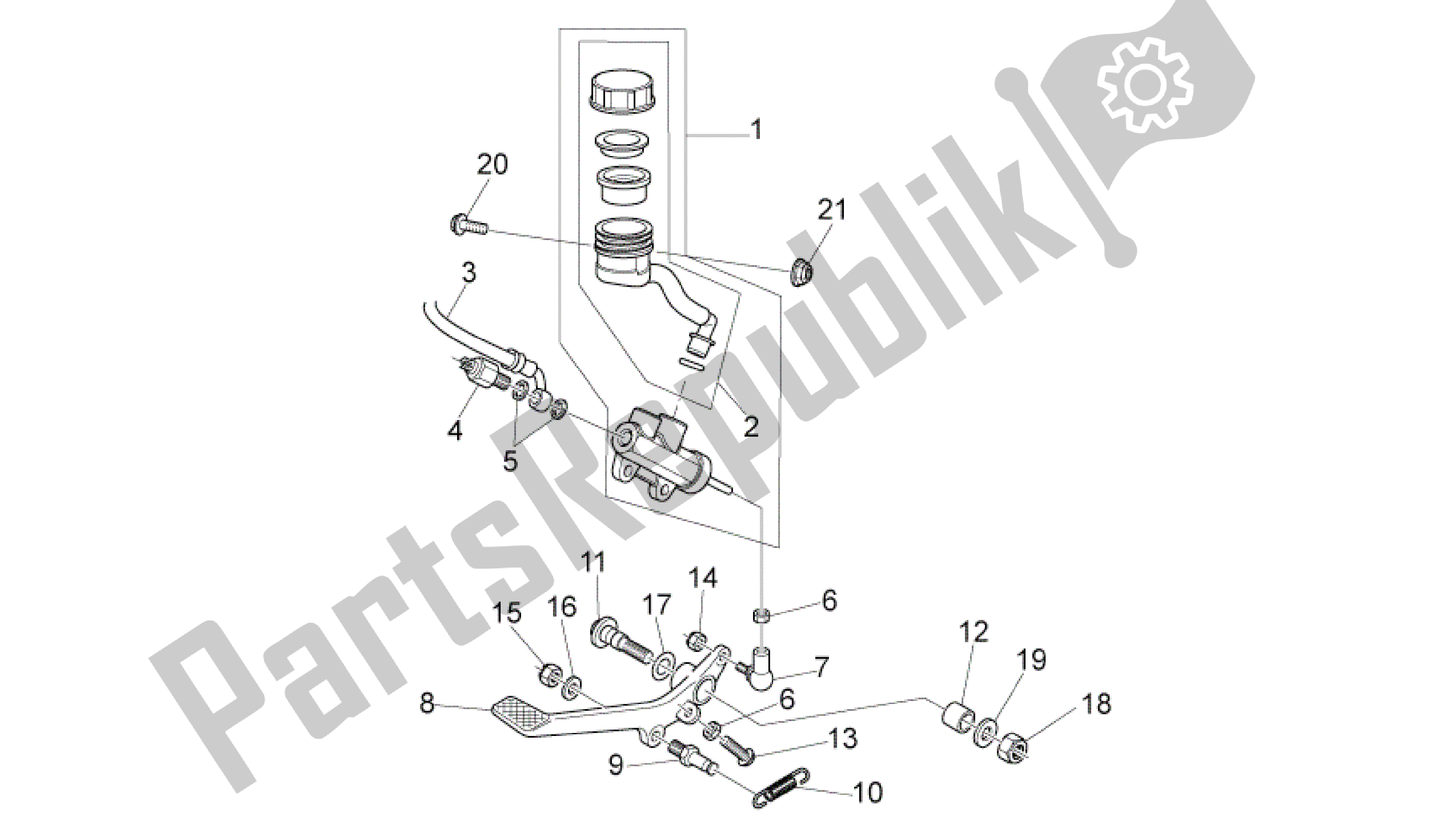 All parts for the Bomba Freno Trasero of the Aprilia RS 125 2006 - 2010