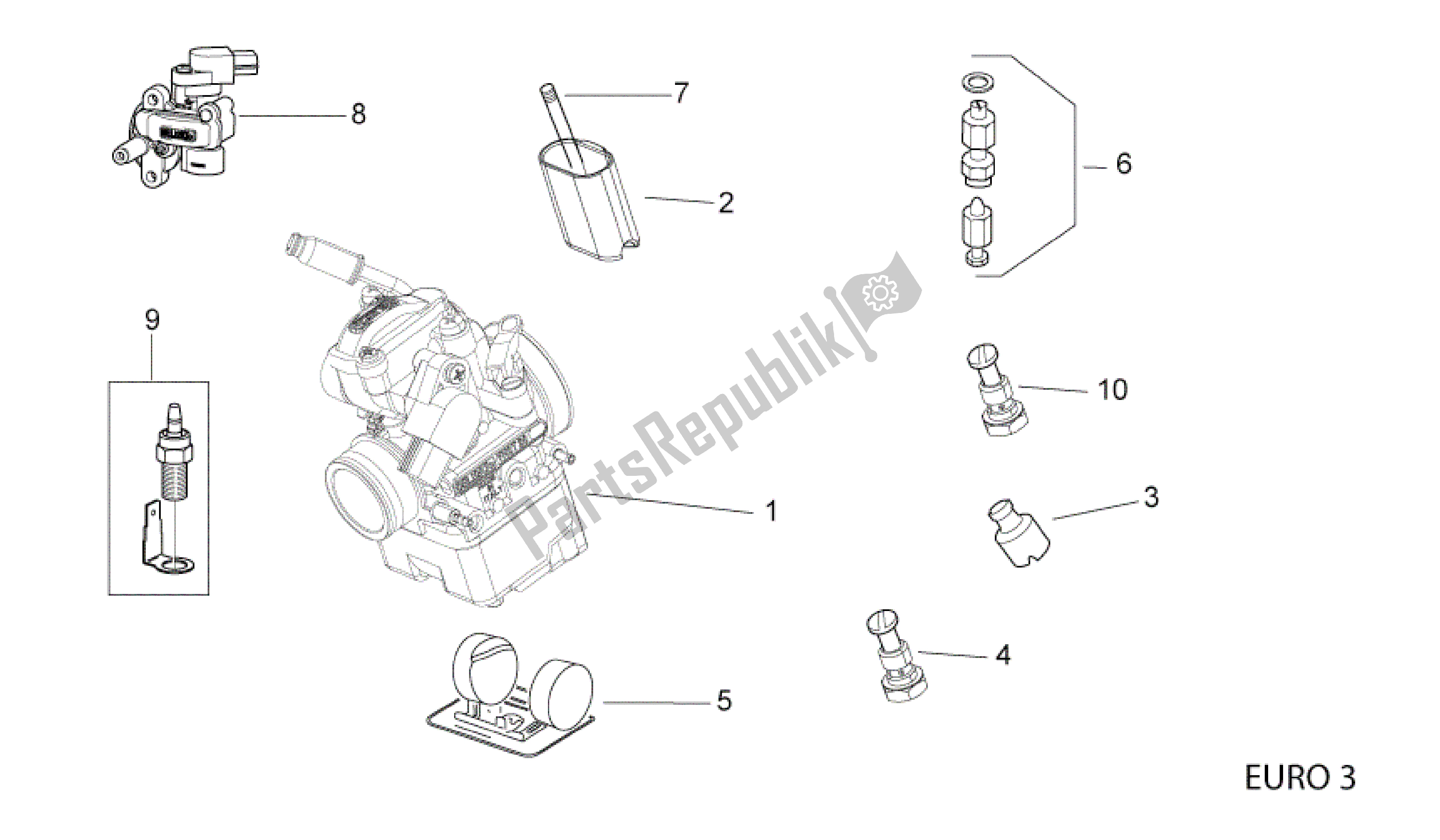 Alle onderdelen voor de Carburador Iiii van de Aprilia RS 125 2006 - 2010
