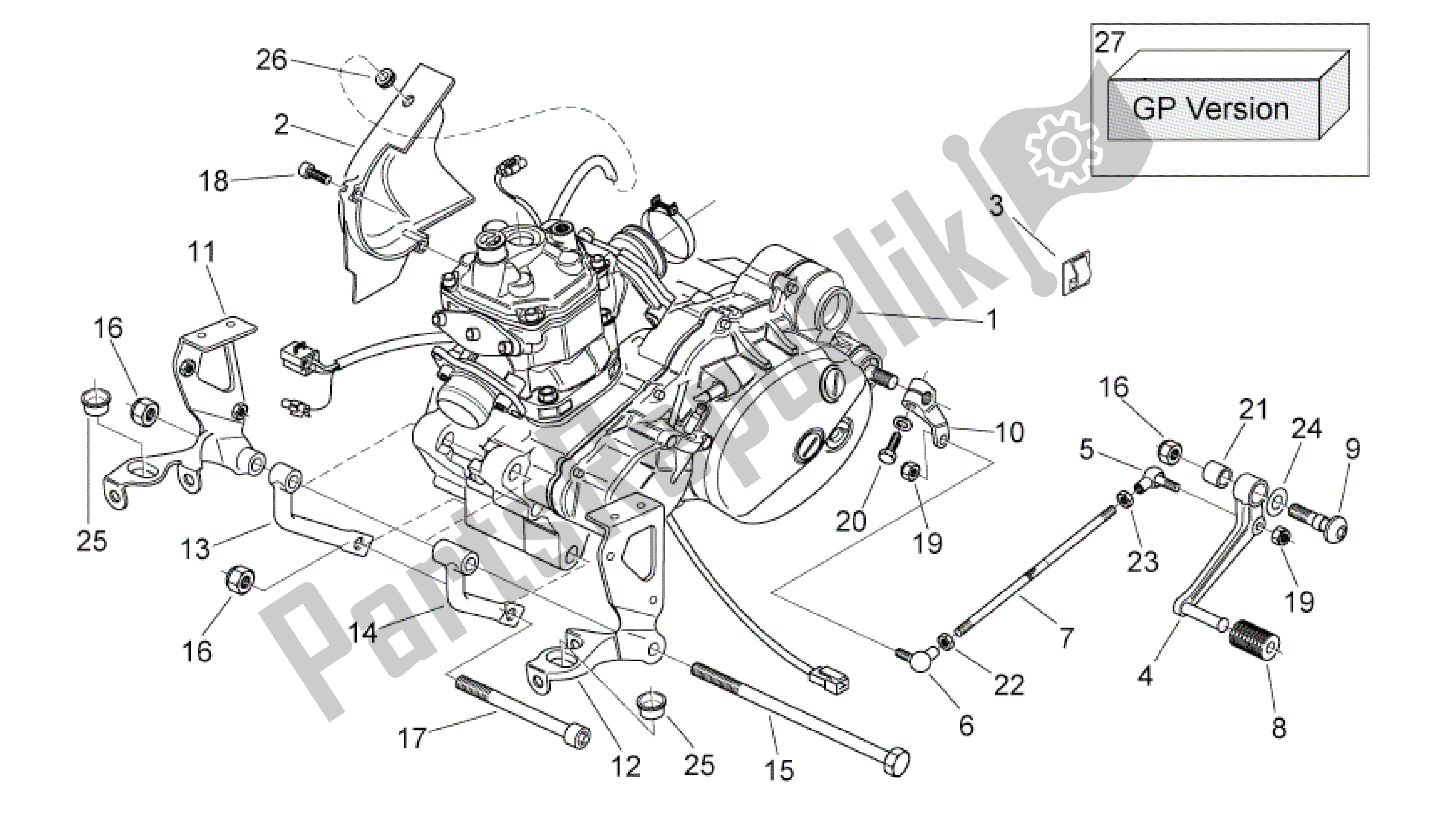 All parts for the Motor of the Aprilia RS 125 2006 - 2010