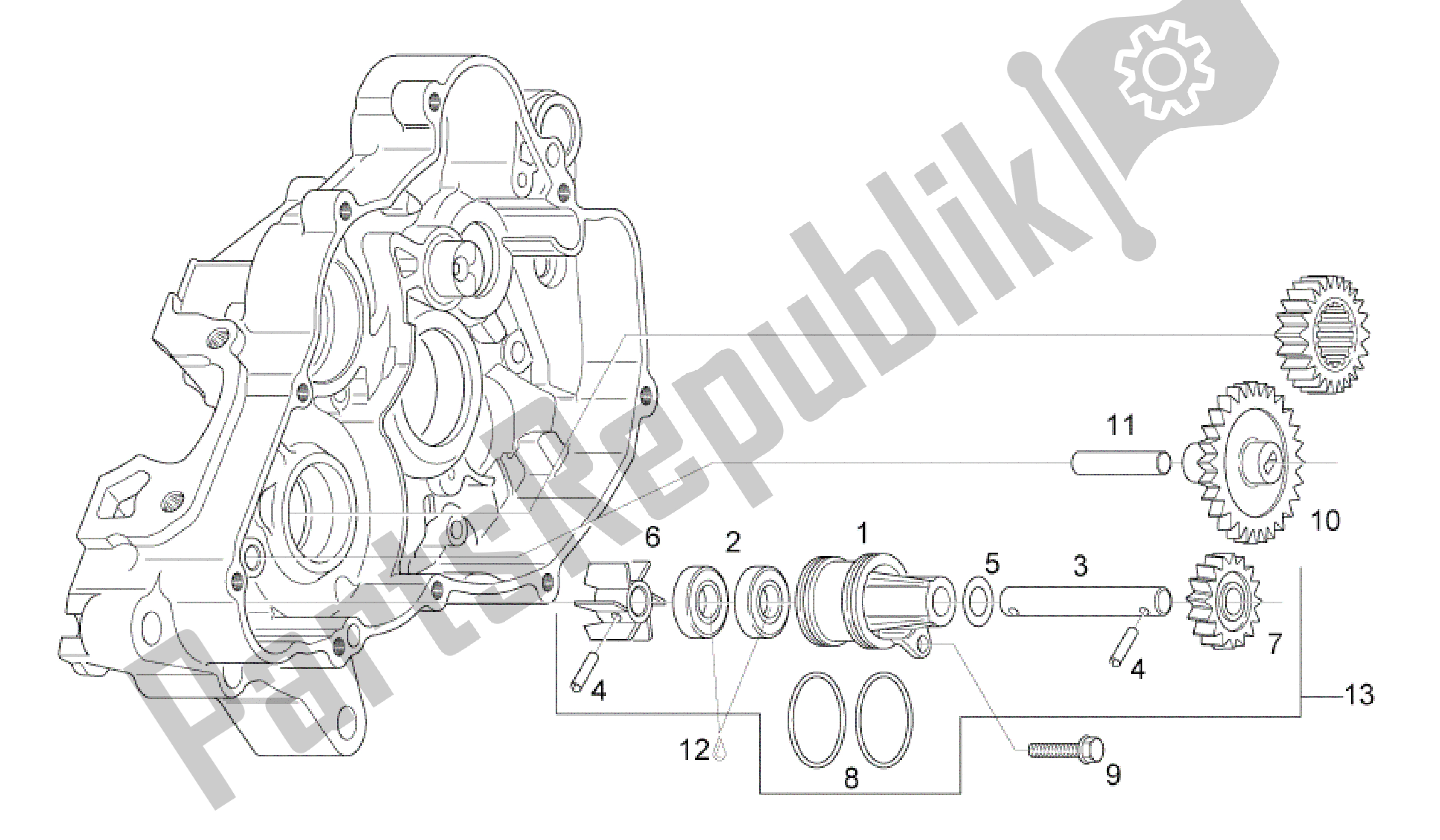 All parts for the Bomba Agua Completa of the Aprilia RS 125 2006 - 2010