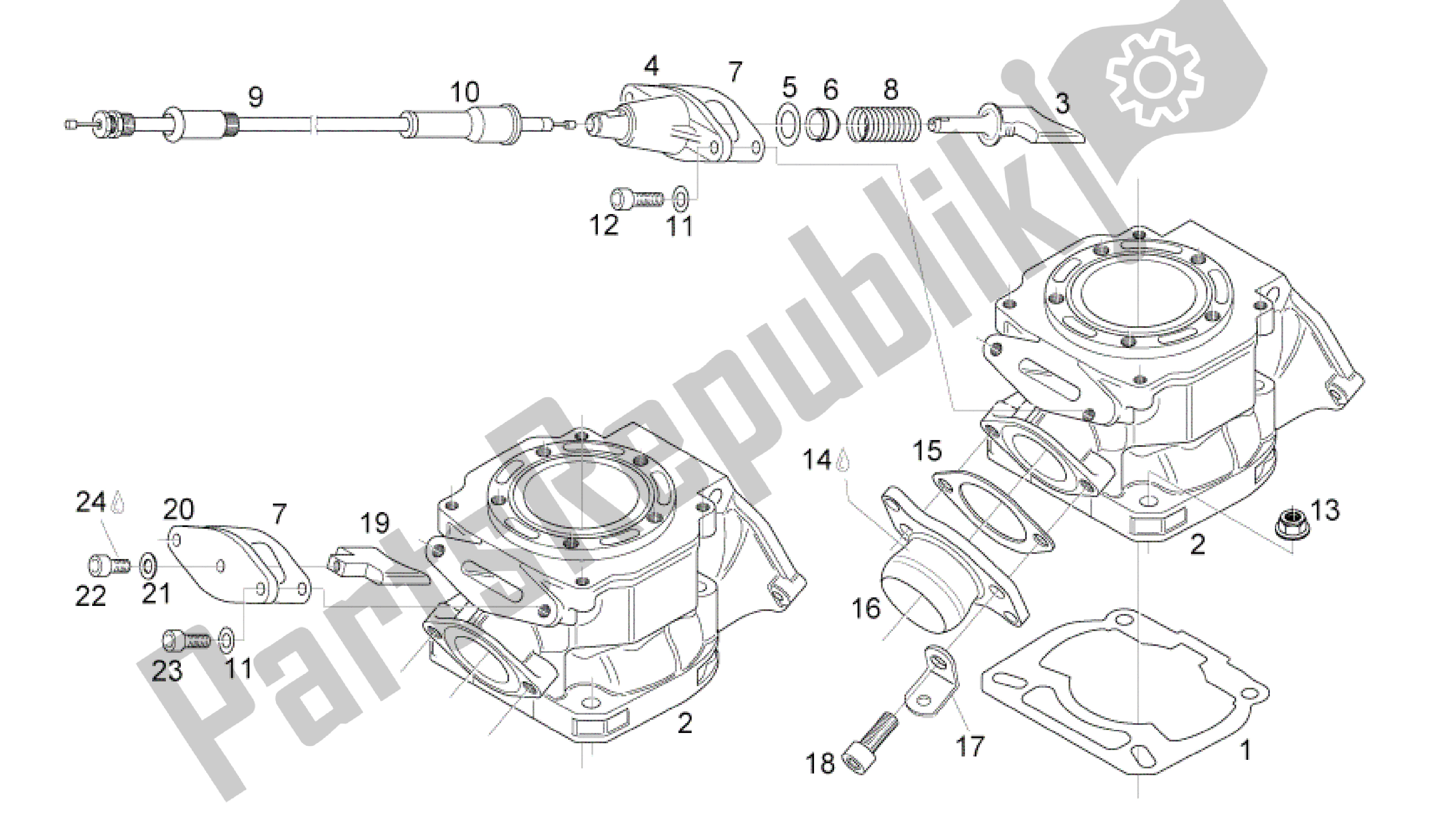 Alle Teile für das Cilindro-vál. Flucht des Aprilia RS 125 2006 - 2010