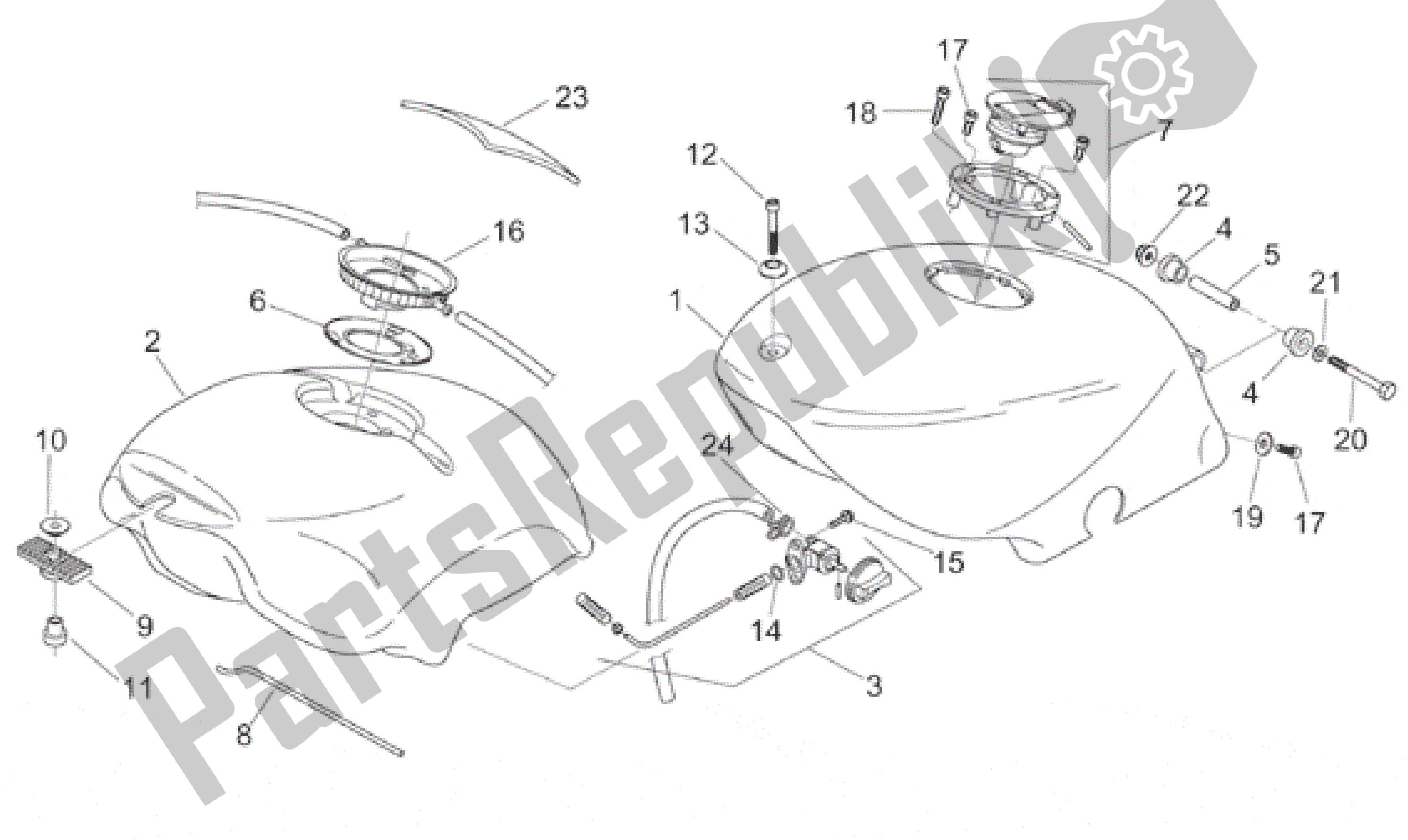 Alle Teile für das Treibstofftank des Aprilia RS 125 1999 - 2001