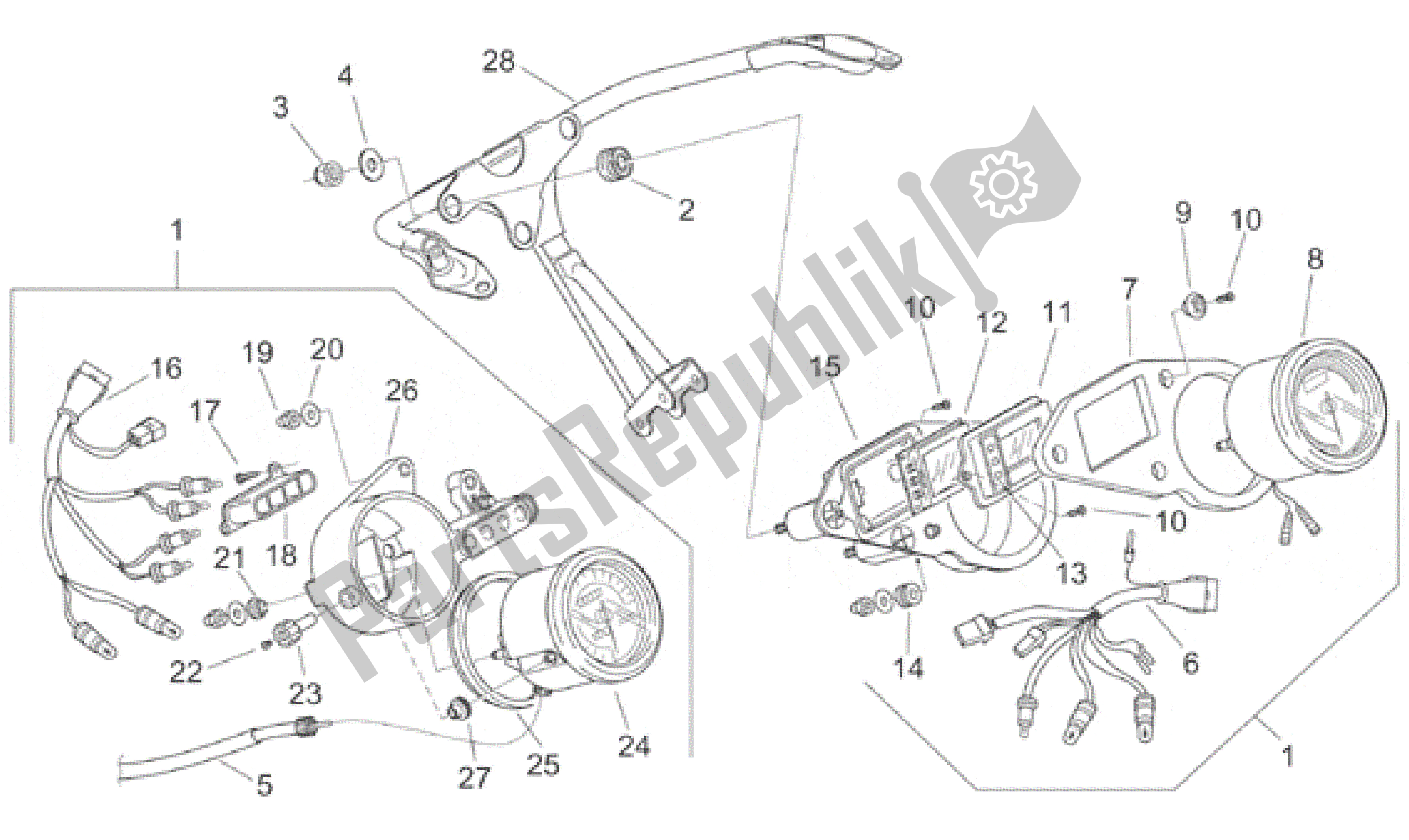 Todas las partes para Tablero de Aprilia RS 125 1999 - 2001