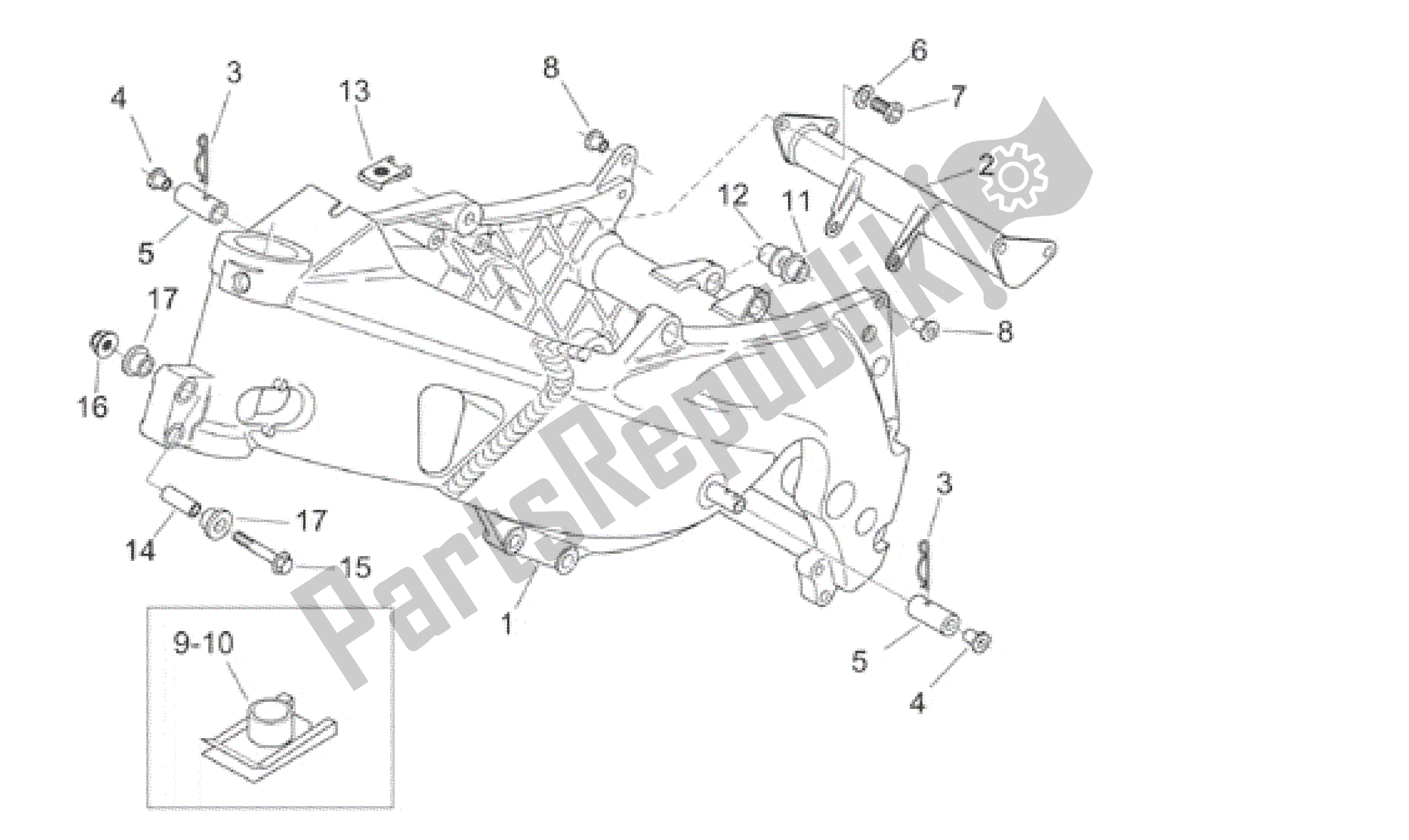 All parts for the Frame of the Aprilia RS 125 1999 - 2001