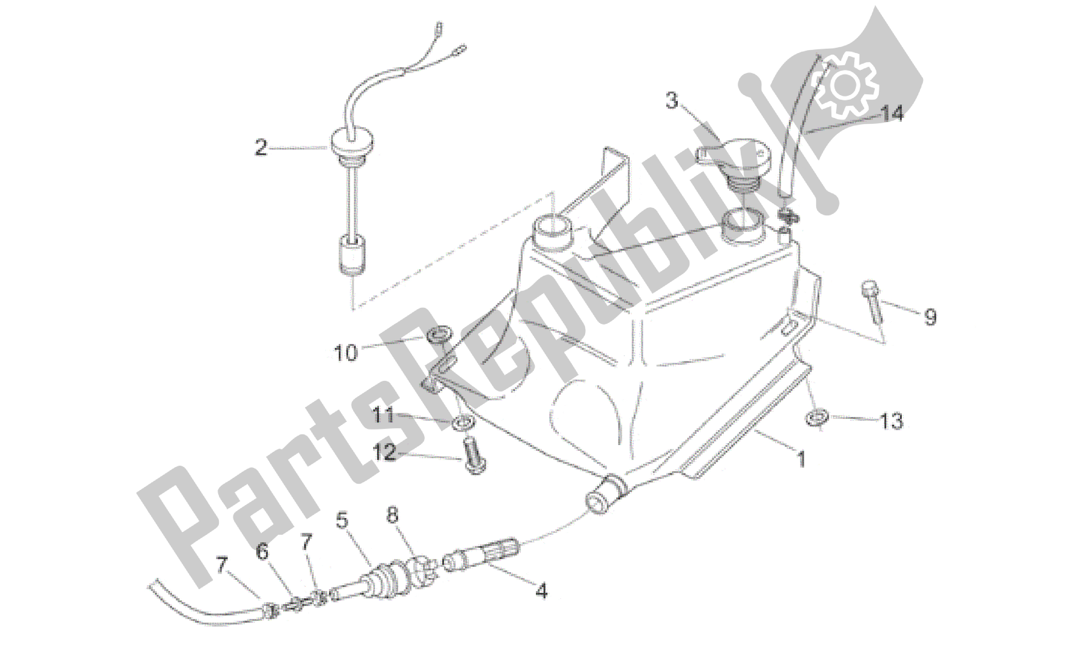 All parts for the Oil Tank of the Aprilia RS 125 1999 - 2001