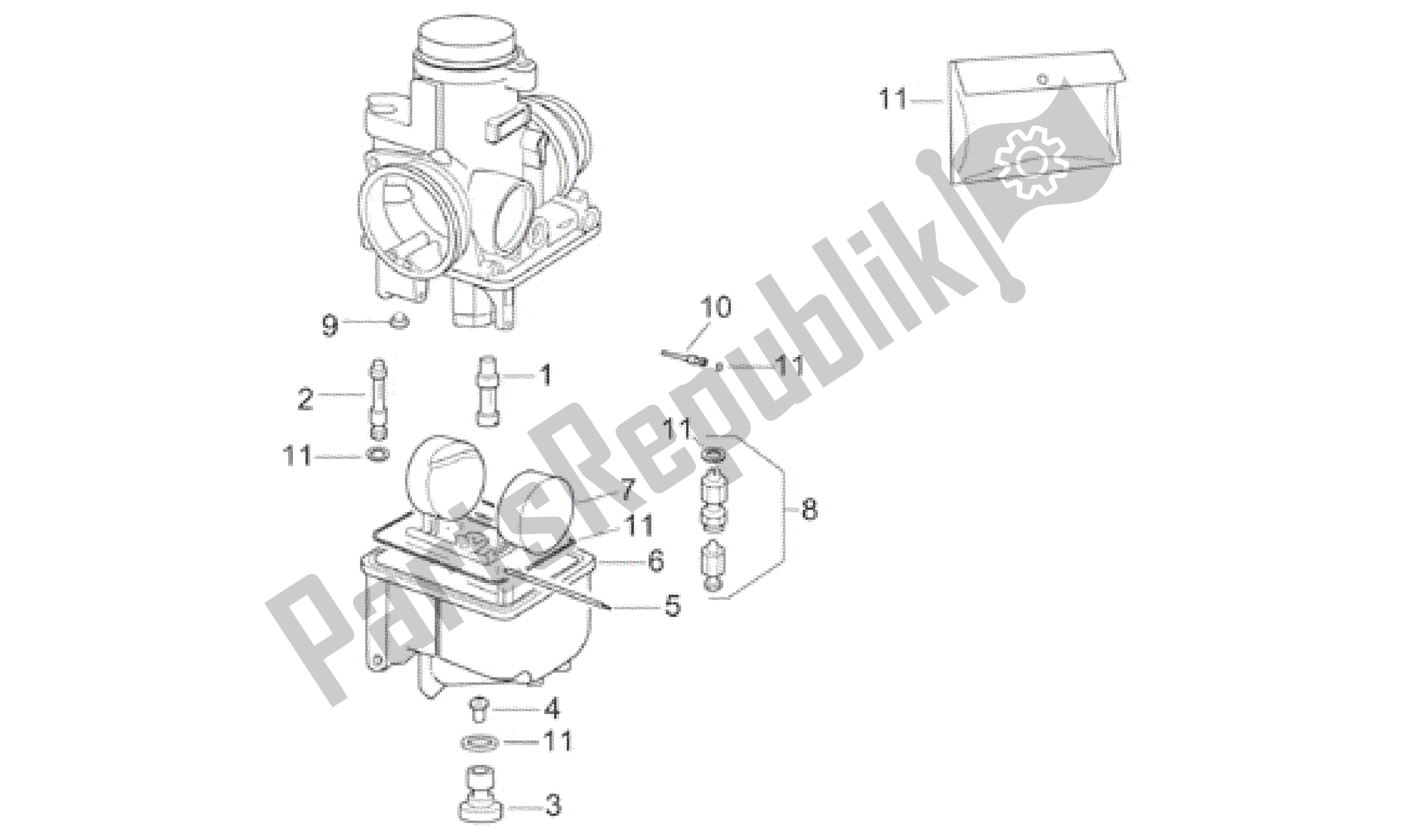 Tutte le parti per il Carburatore Iii del Aprilia RS 125 1999 - 2001