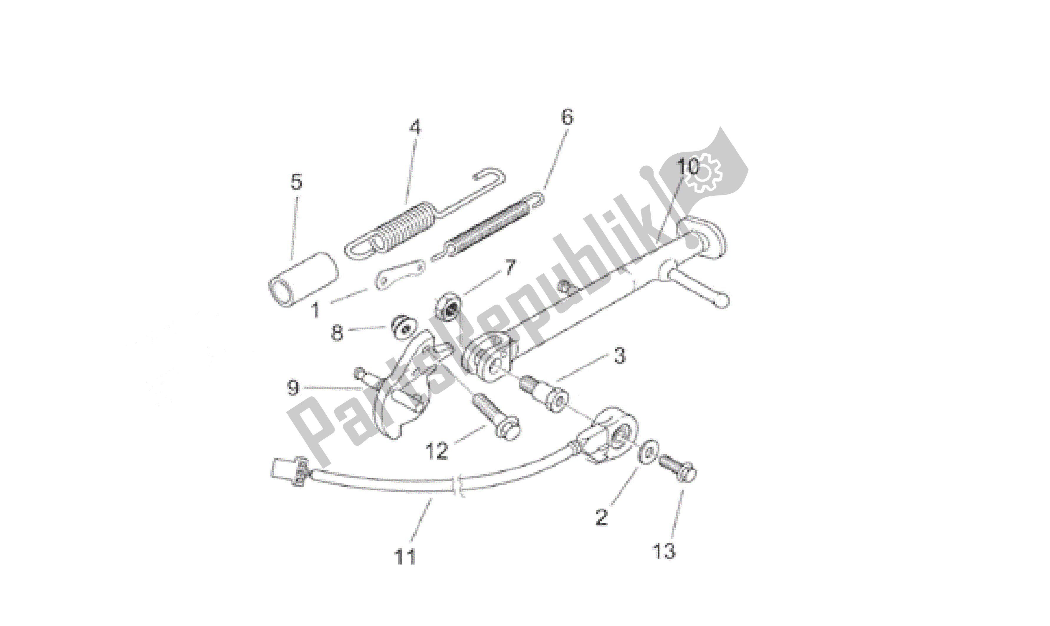 All parts for the Central Stand of the Aprilia RS 125 1999 - 2001