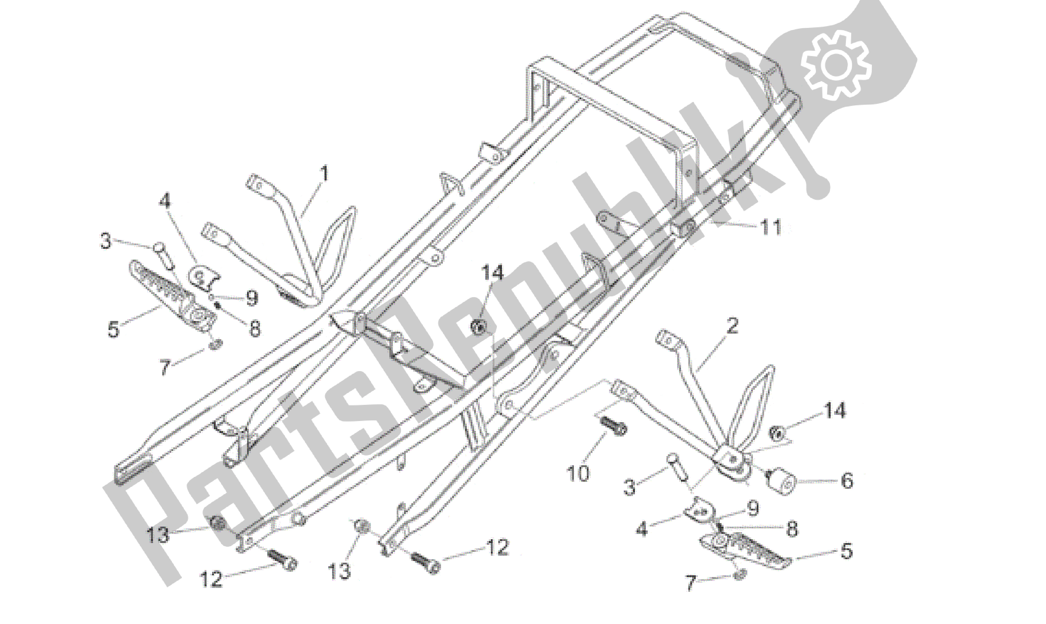 Todas as partes de Apoios Para Os Pés Traseiros do Aprilia RS 125 1999 - 2001