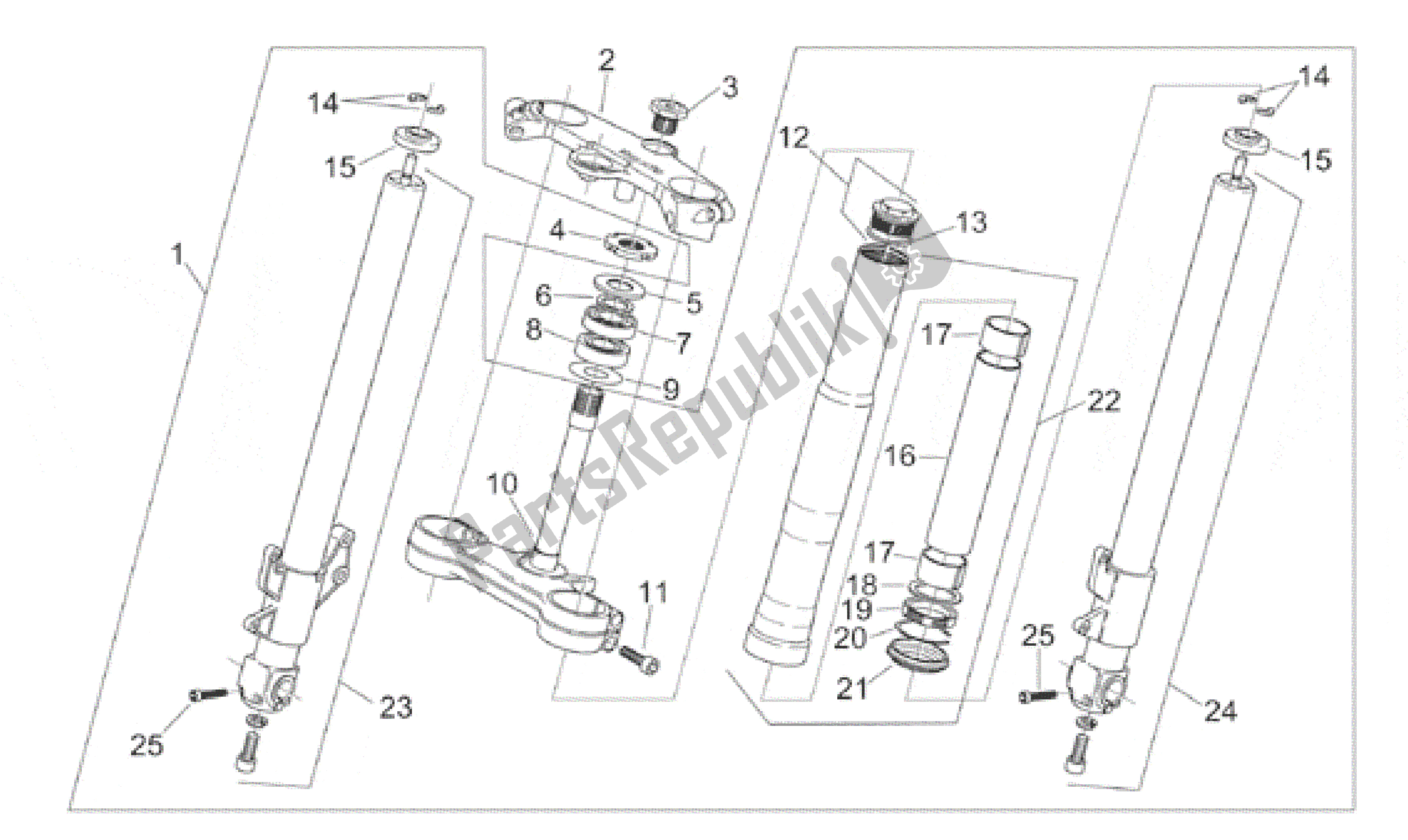 Todas las partes para Tenedor Frontal de Aprilia RS 125 1999 - 2001