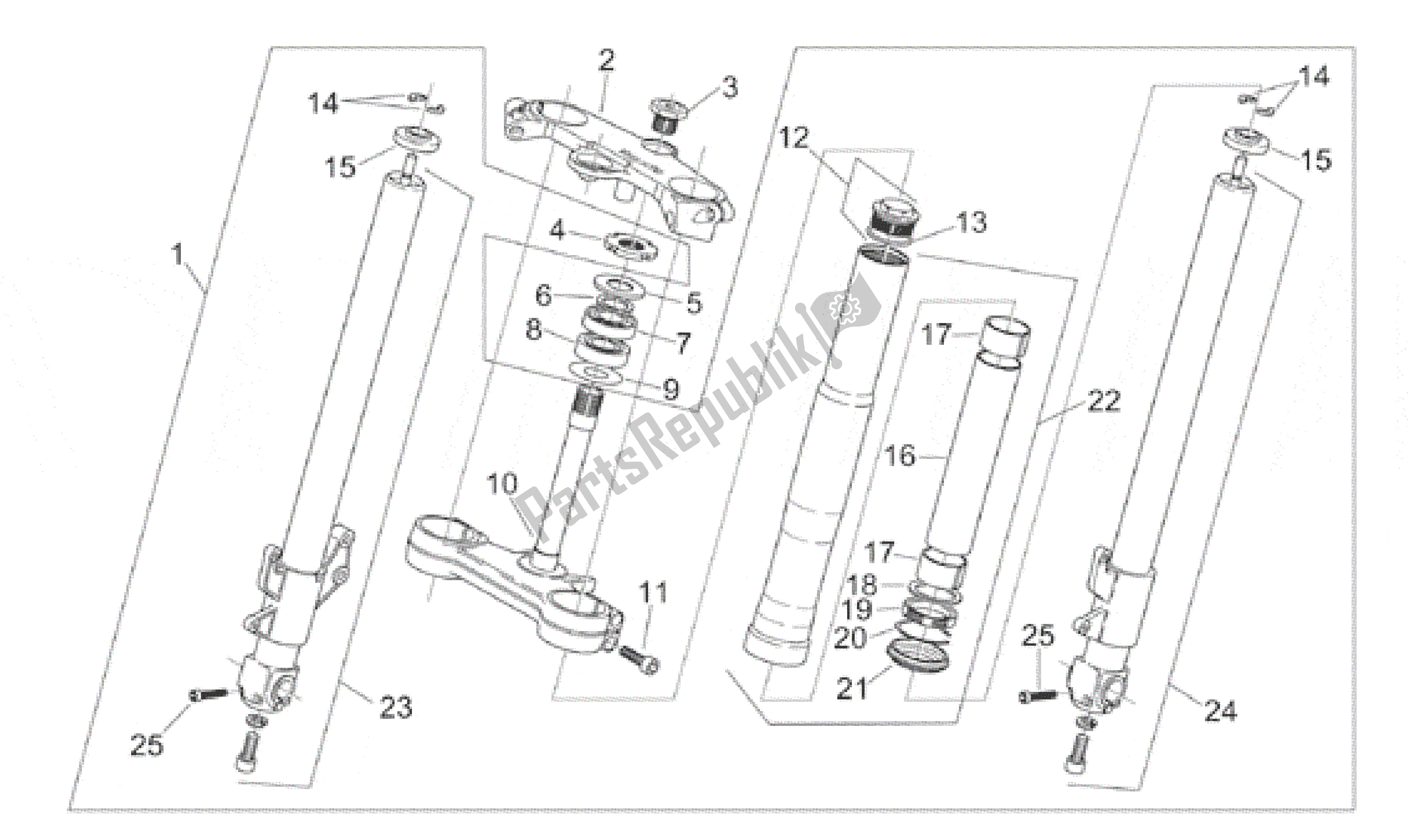 Wszystkie części do Przedni Widelec Aprilia RS 125 1999 - 2001