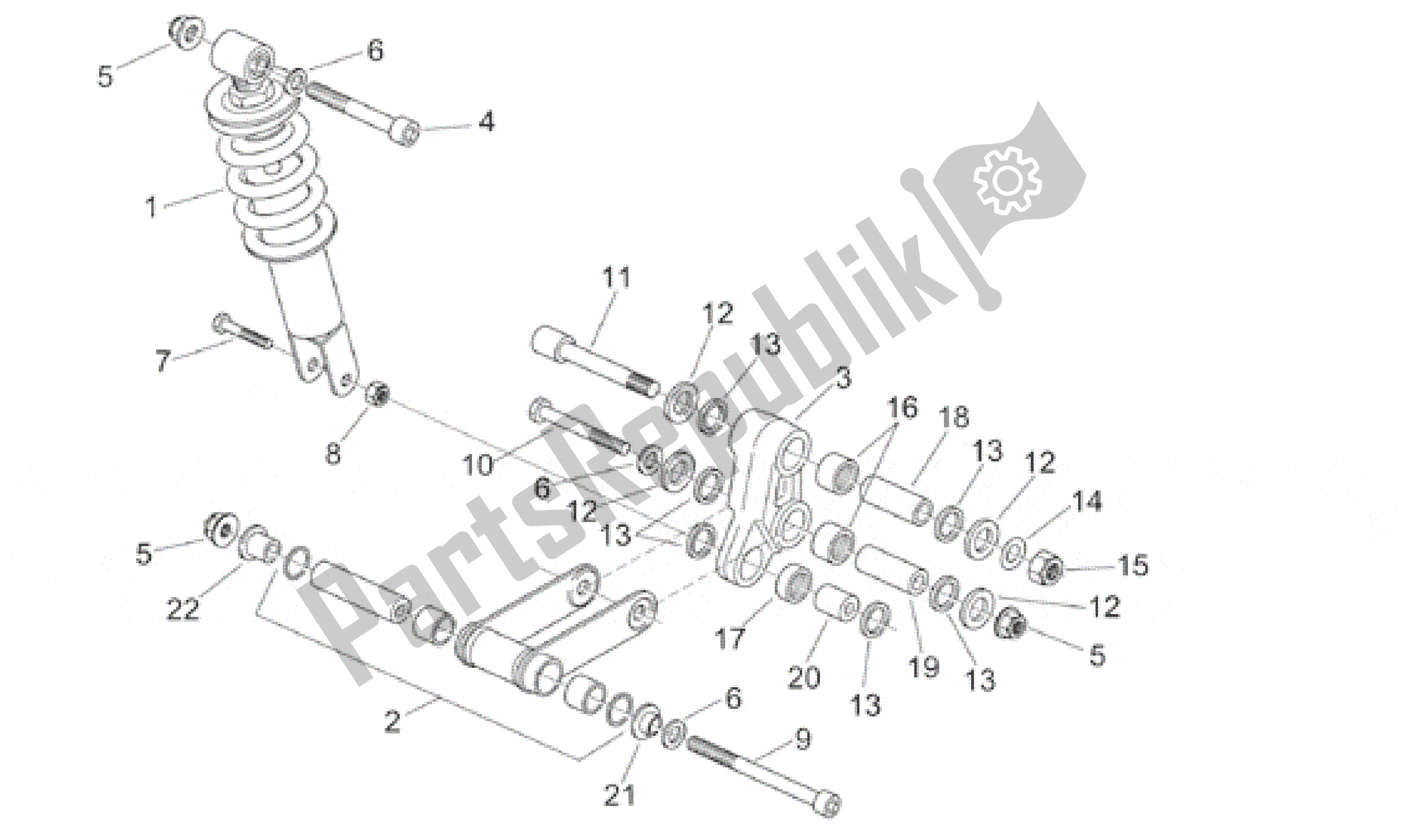 All parts for the Rear Shock Absorber of the Aprilia RS 125 1999 - 2001