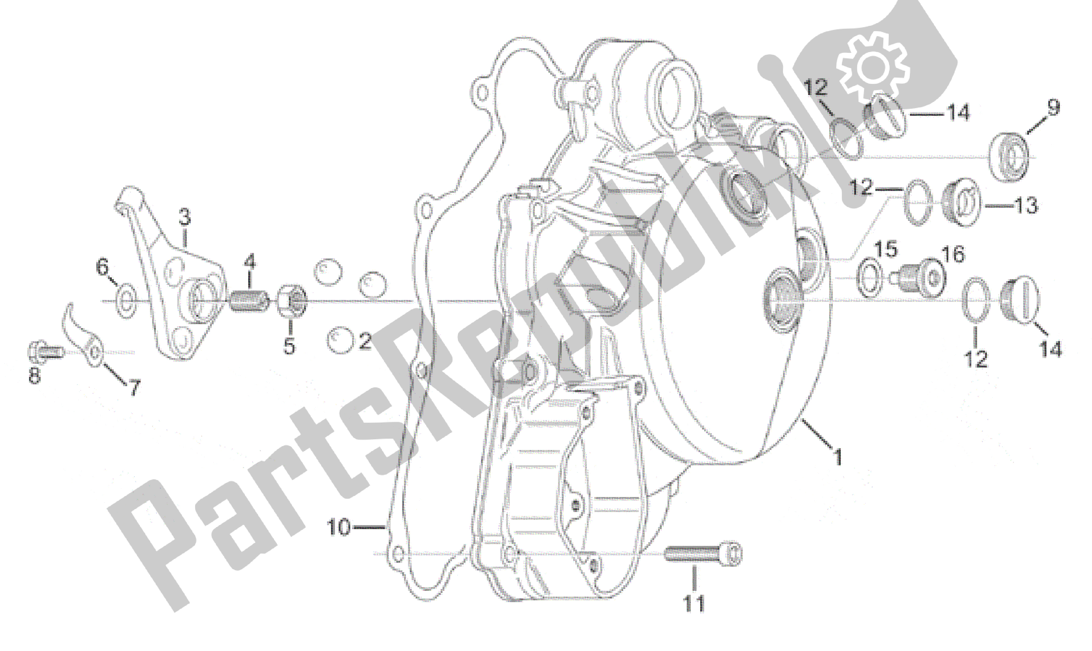 Alle onderdelen voor de Koppelingsdeksel van de Aprilia RS 125 1999 - 2001