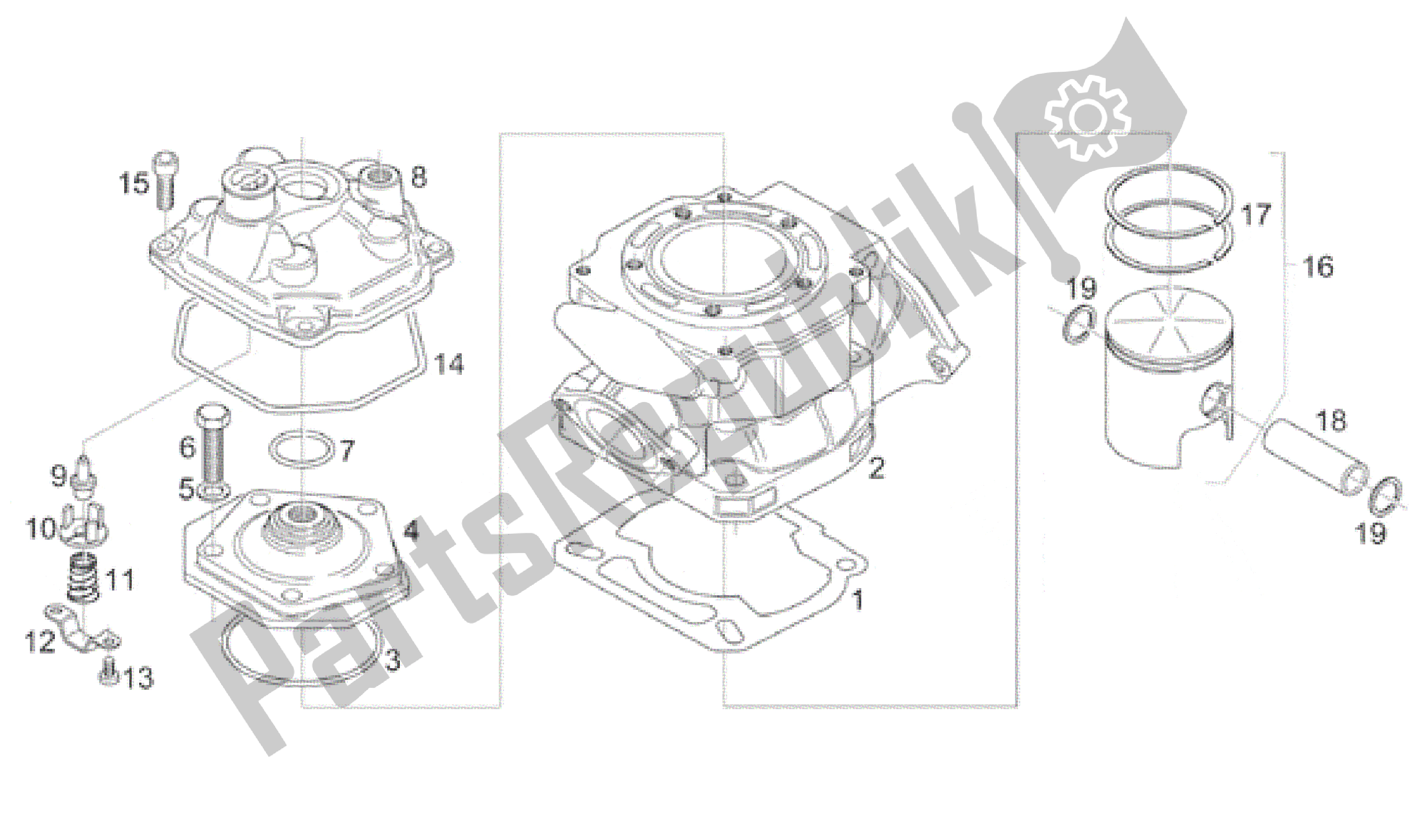 All parts for the Cylinder - Head - Piston of the Aprilia RS 125 1999 - 2001