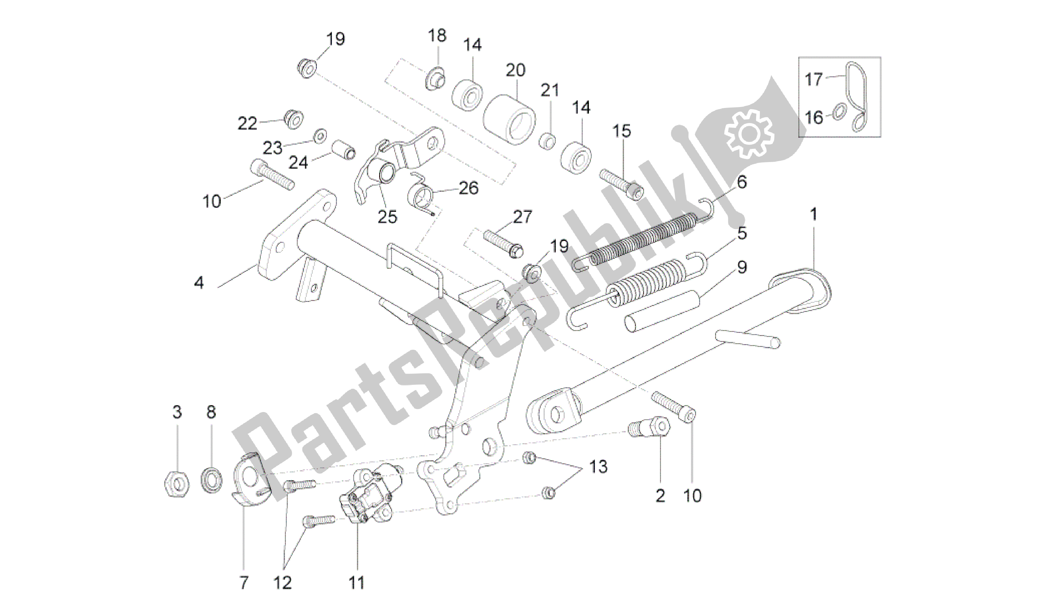 Wszystkie części do Podstawka Centralna Aprilia RS4 125 2011 - 2013