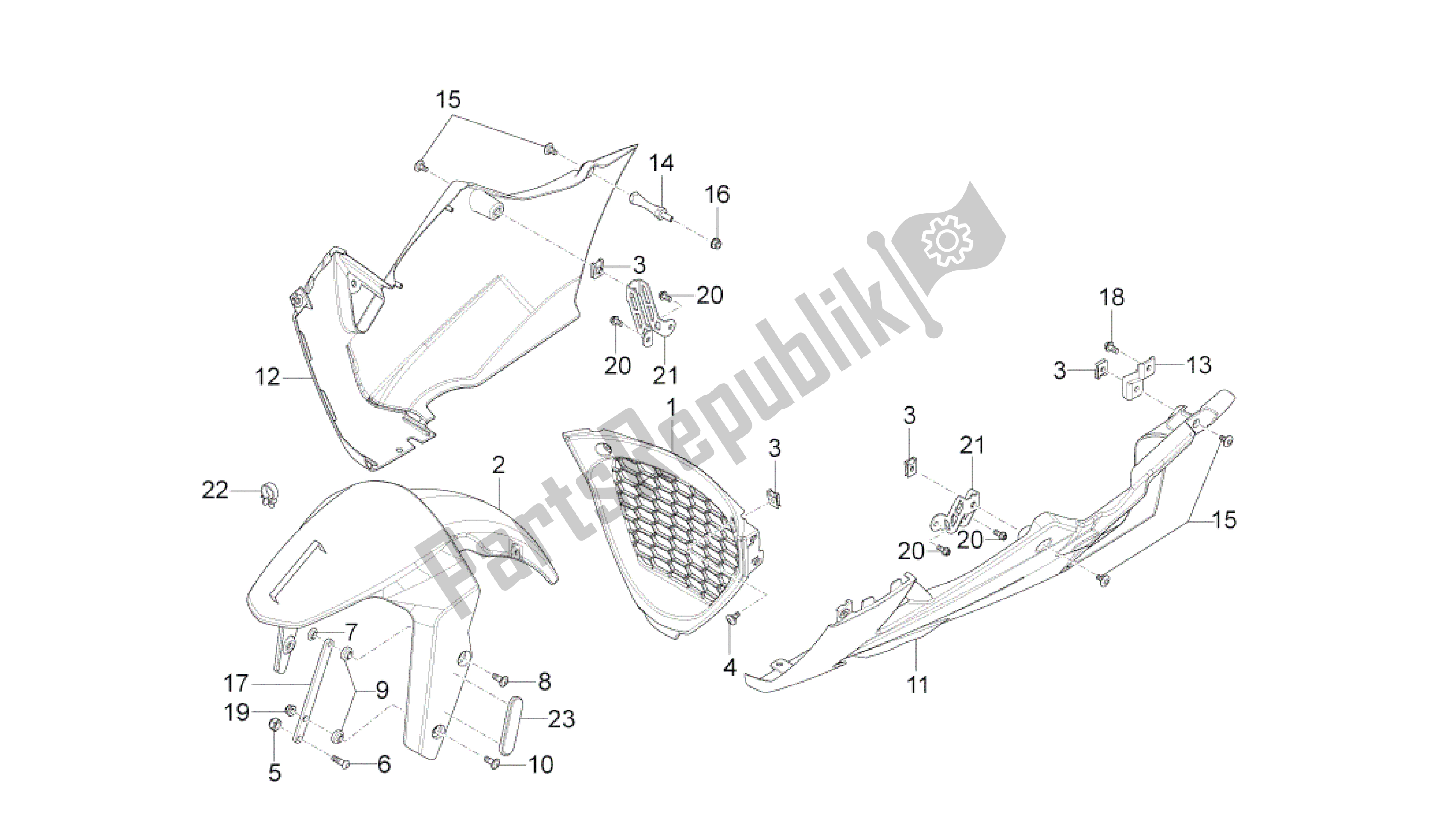 All parts for the Front Mudguard-pillar of the Aprilia RS4 125 2011 - 2013