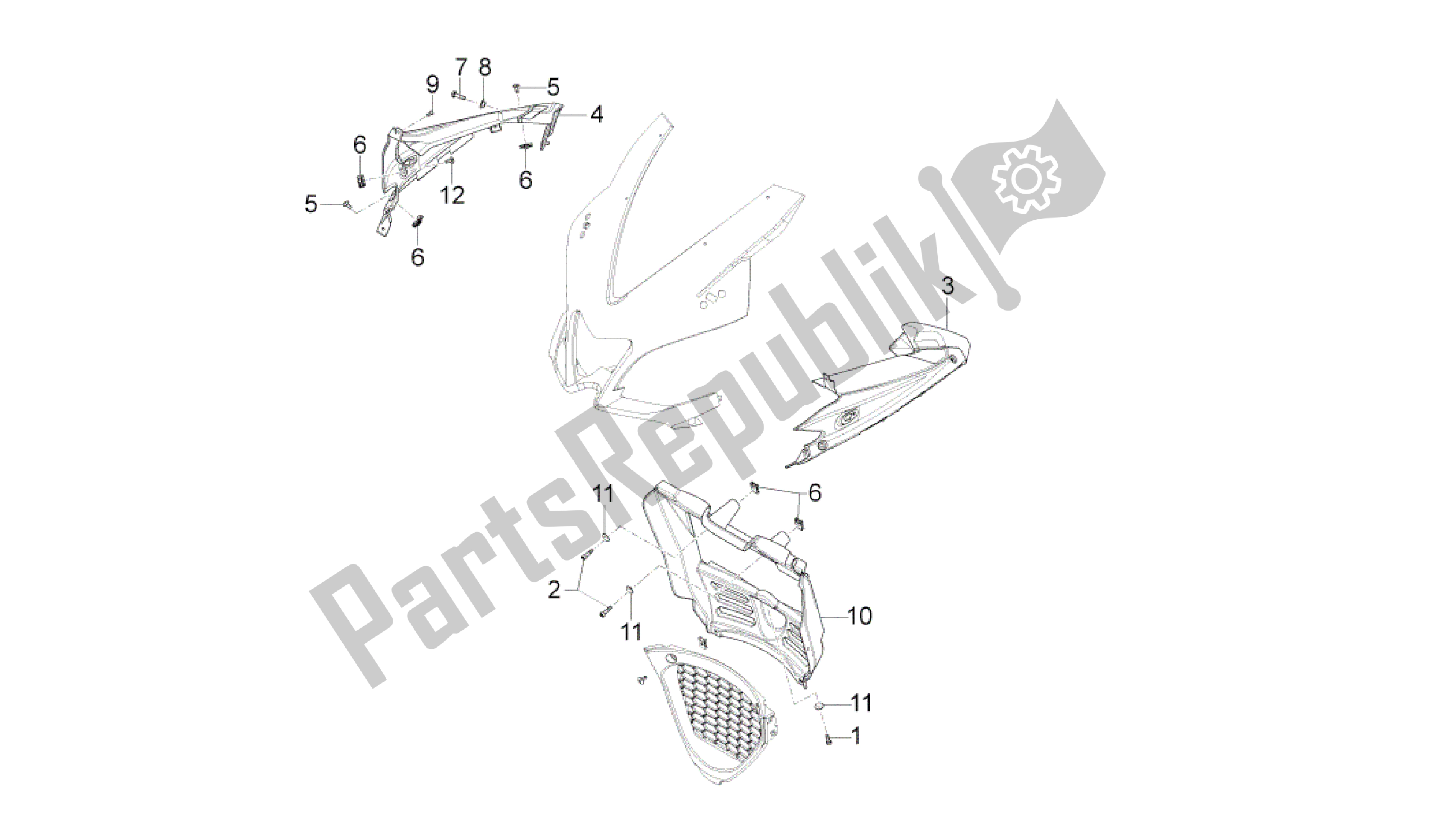 Alle onderdelen voor de Kanaal van de Aprilia RS4 125 2011 - 2013