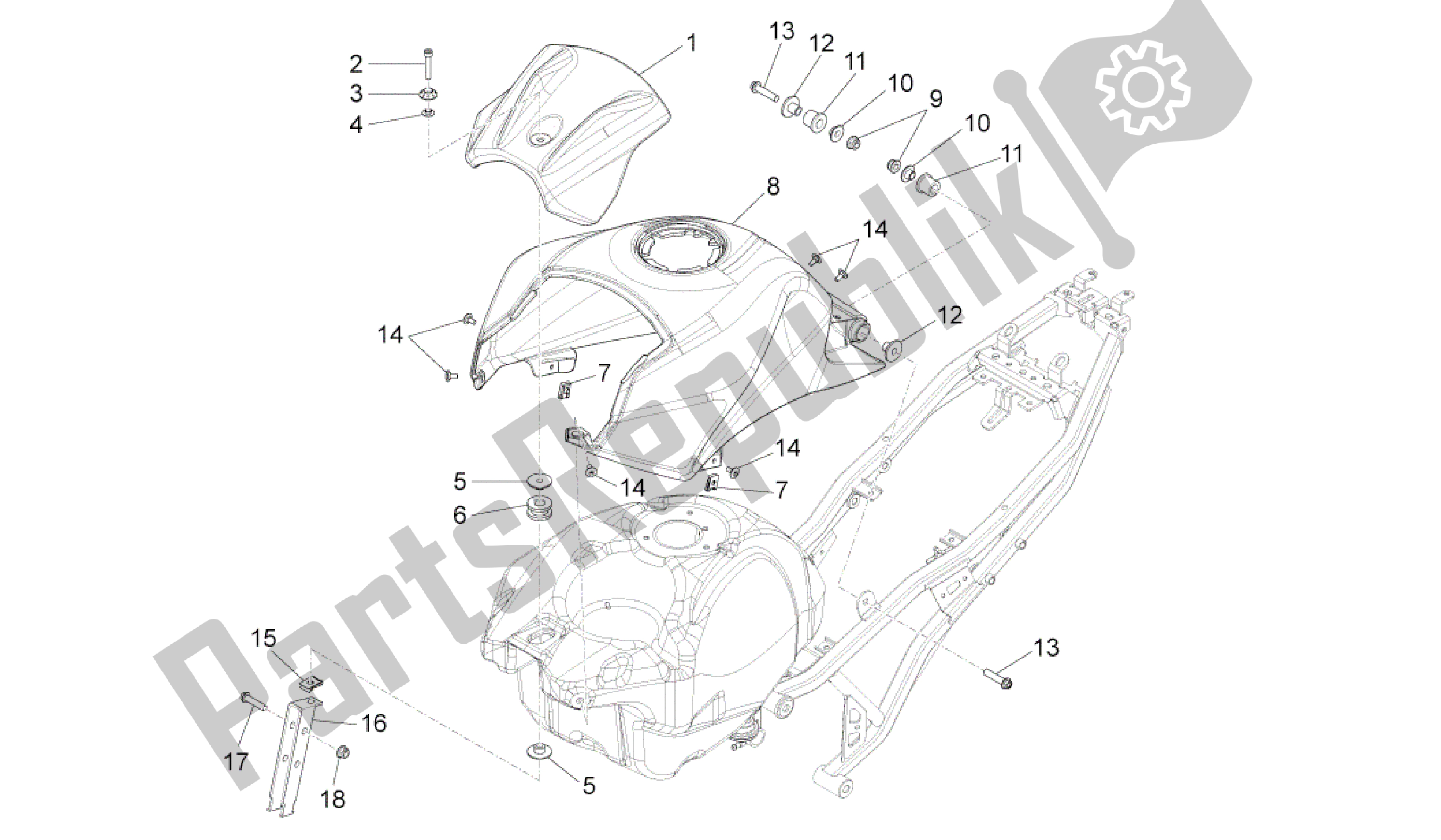 All parts for the Tank Cover of the Aprilia RS4 125 2011 - 2013
