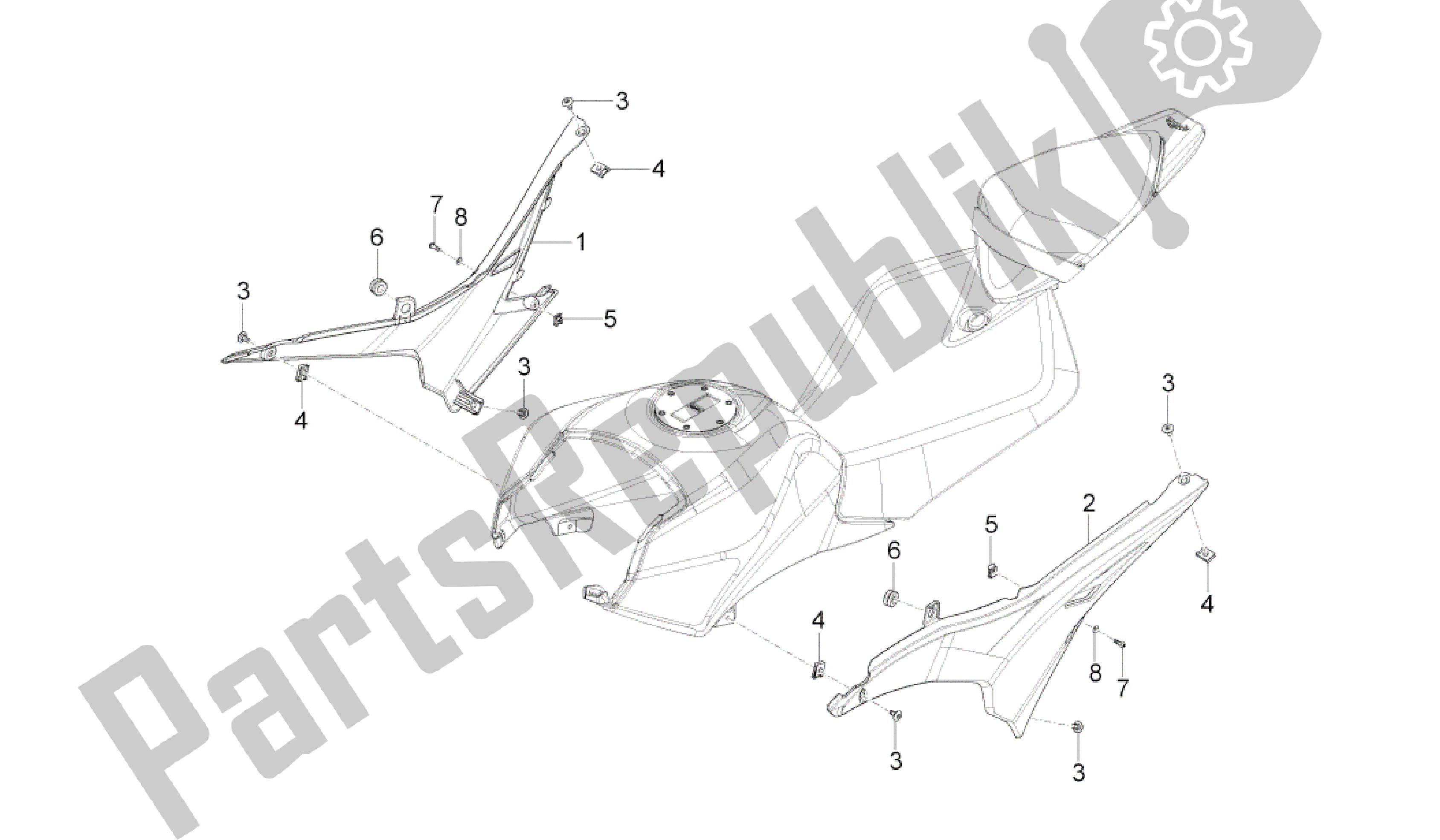 Alle onderdelen voor de Centraal Lichaam van de Aprilia RS4 125 2011 - 2013