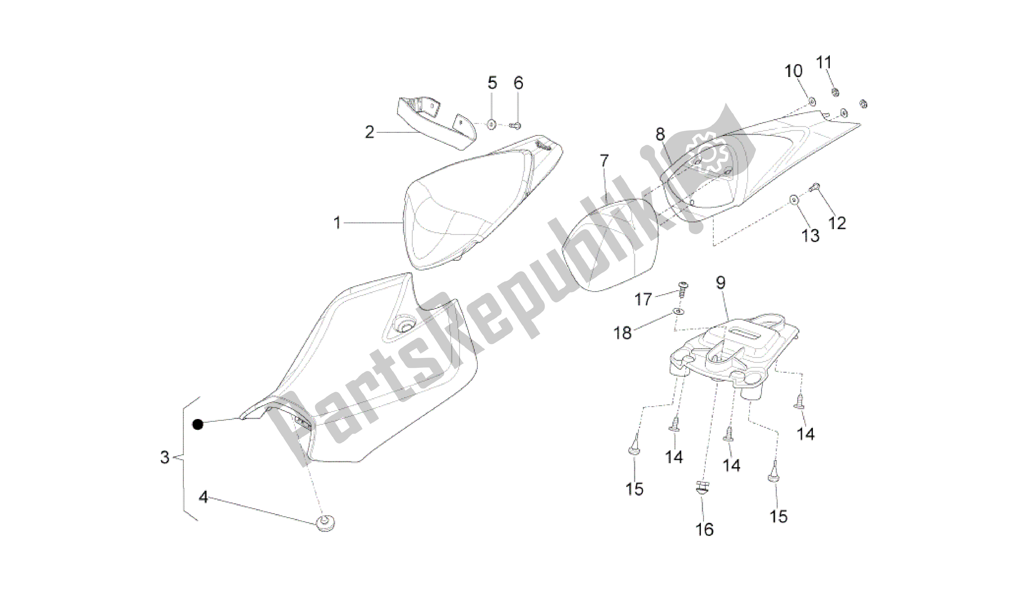 Alle onderdelen voor de Zadel van de Aprilia RS4 125 2011 - 2013